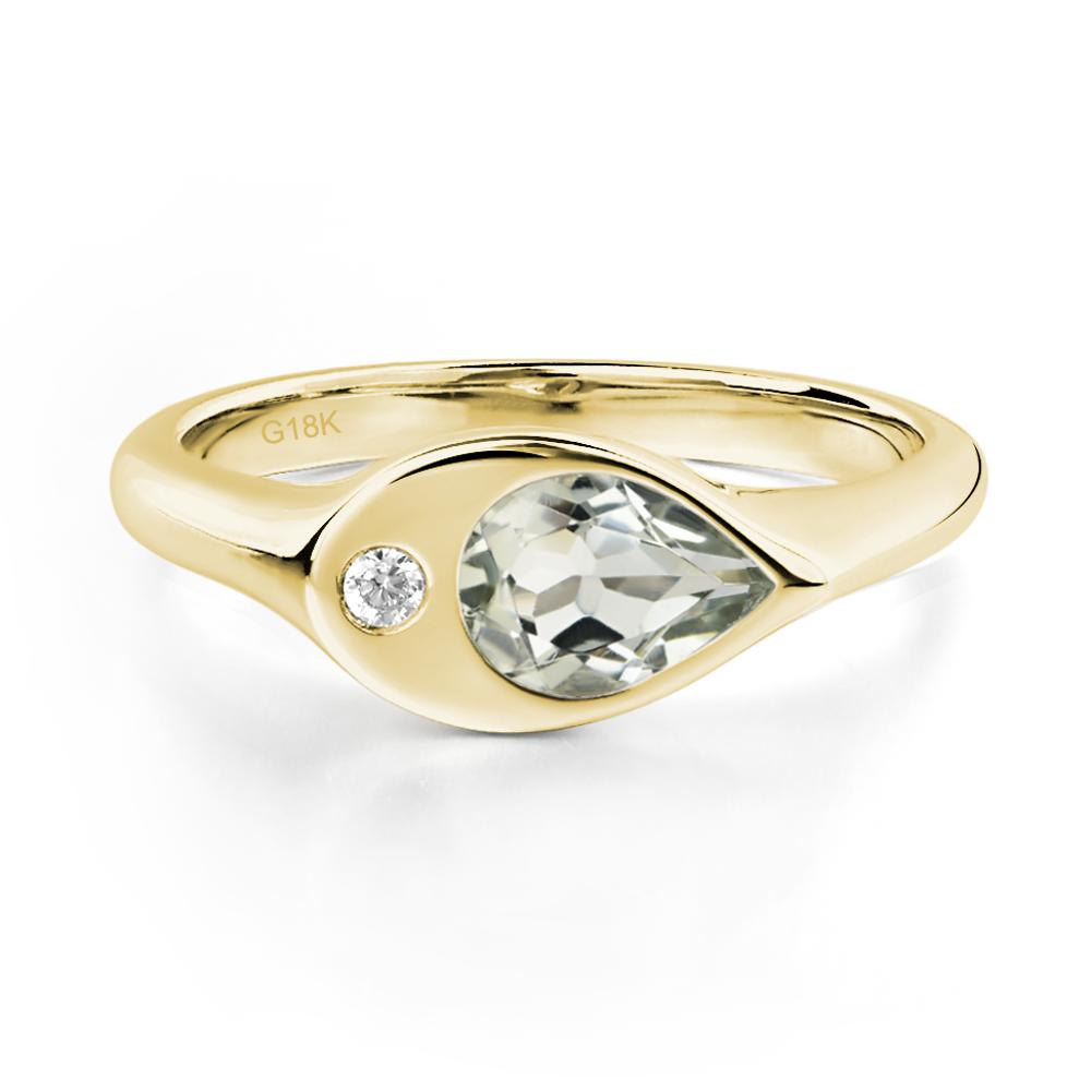 Green Amethyst East West Pear Engagement Ring - LUO Jewelry #metal_18k yellow gold