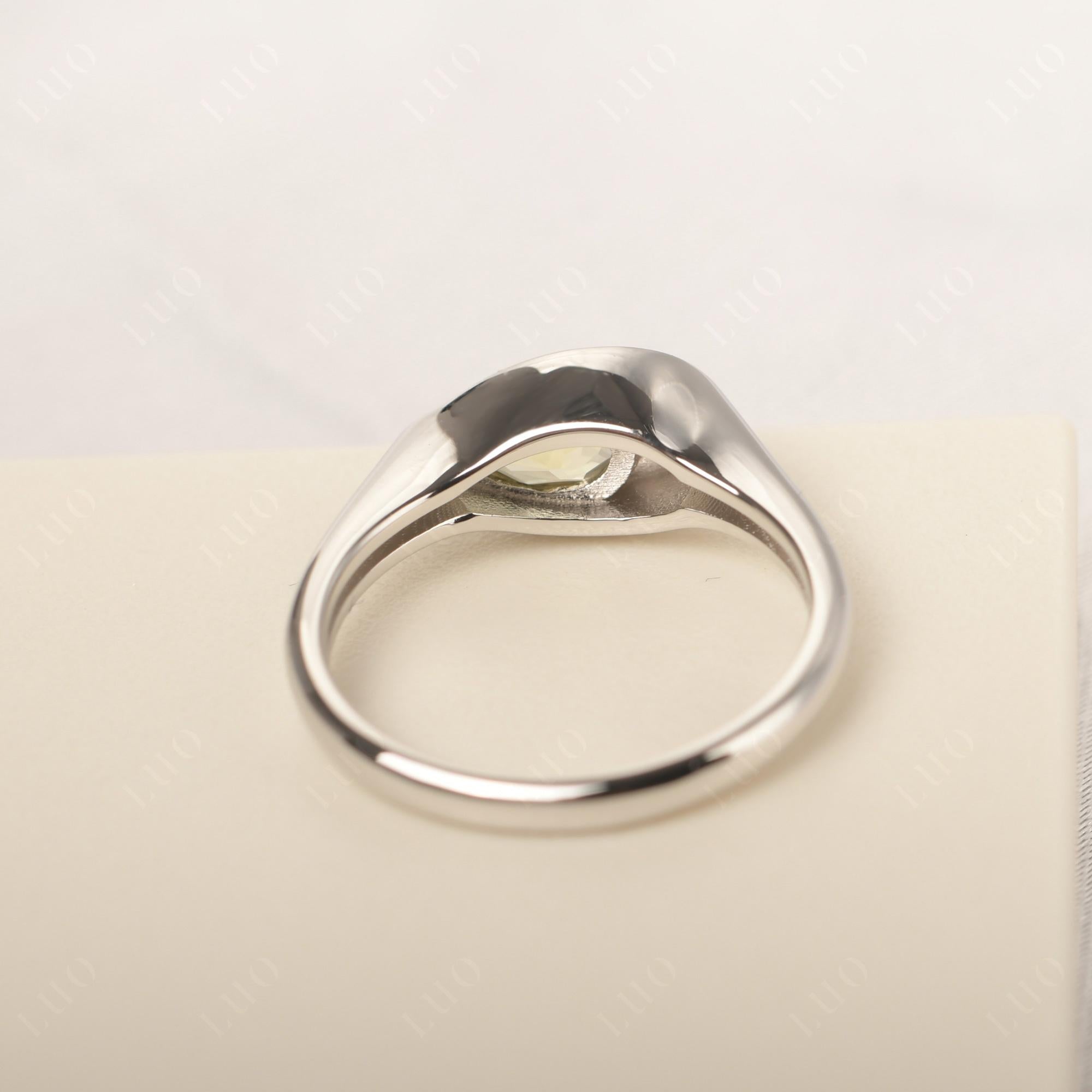 Green Amethyst East West Pear Engagement Ring - LUO Jewelry