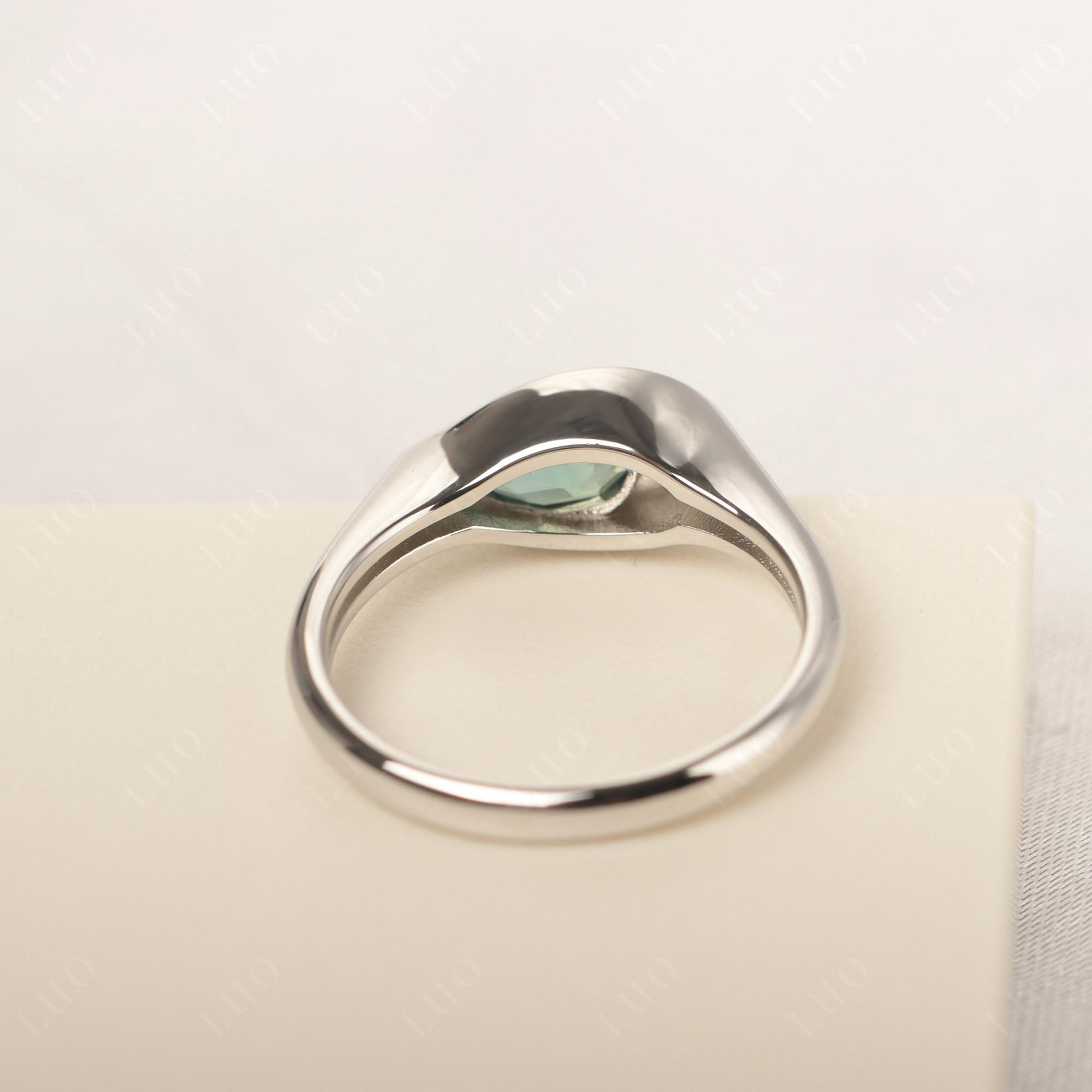 Lab Created Green Sapphire East West Pear Engagement Ring - LUO Jewelry