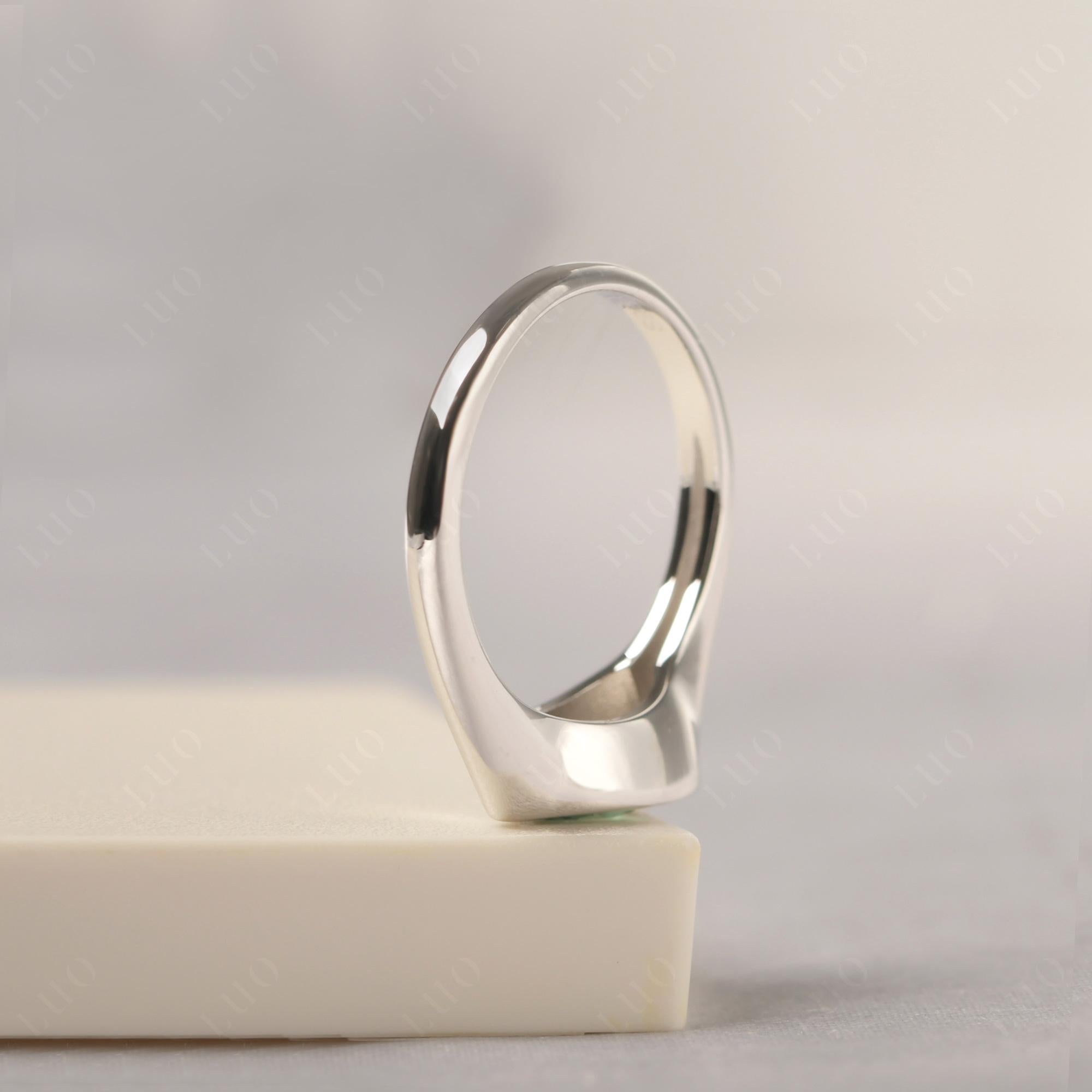 Lab Created Green Sapphire East West Pear Engagement Ring - LUO Jewelry