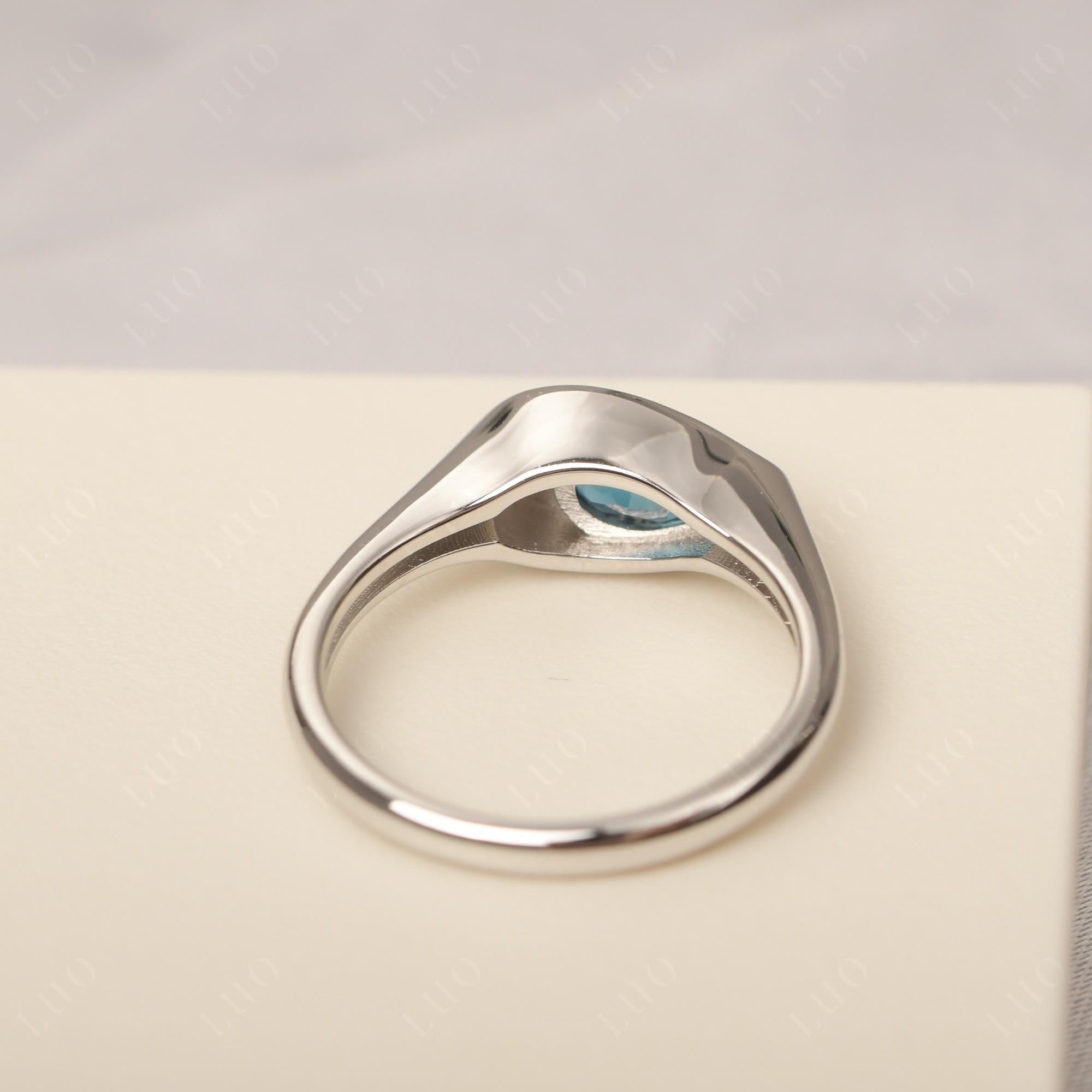 London Blue Topaz East West Pear Engagement Ring - LUO Jewelry