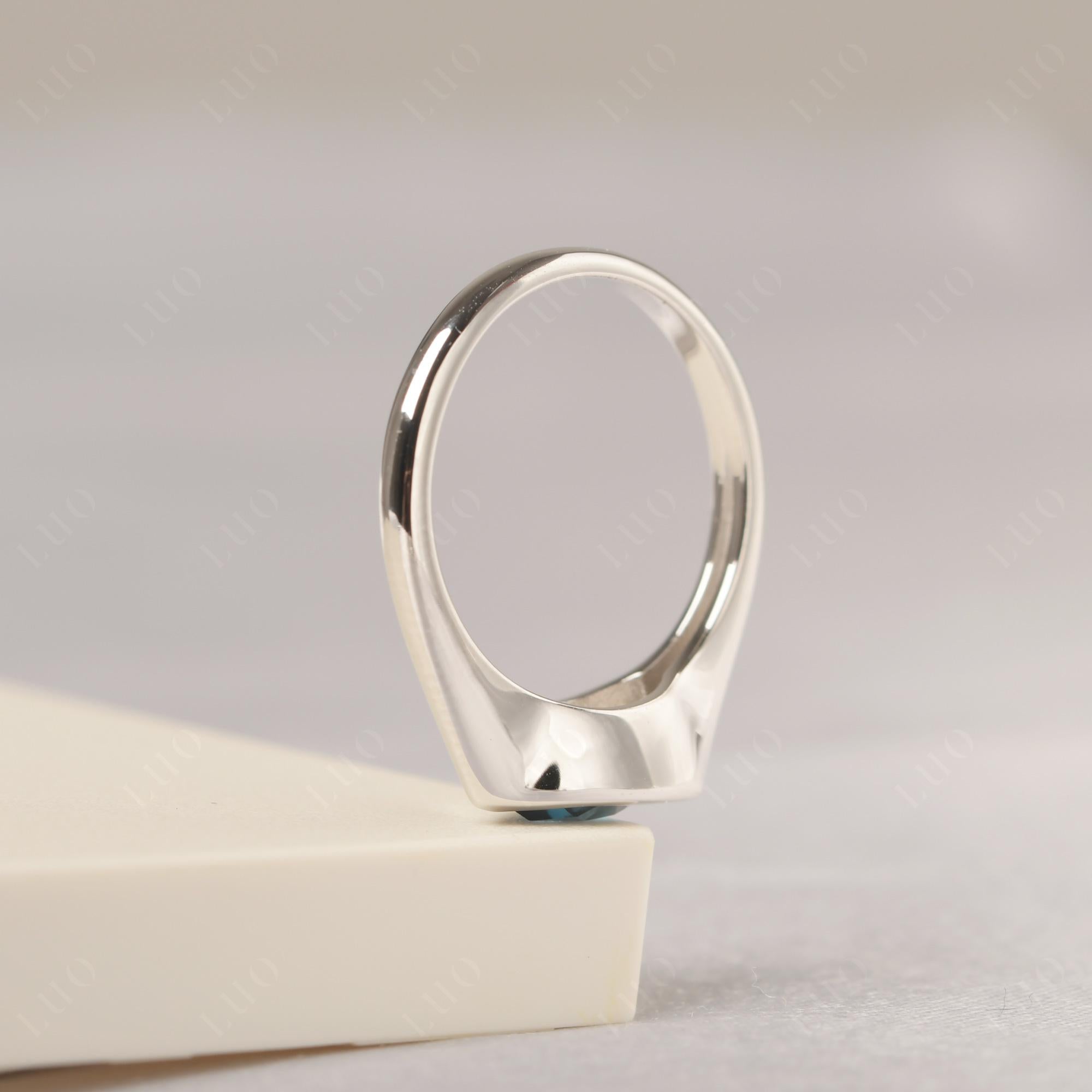 London Blue Topaz East West Pear Engagement Ring - LUO Jewelry