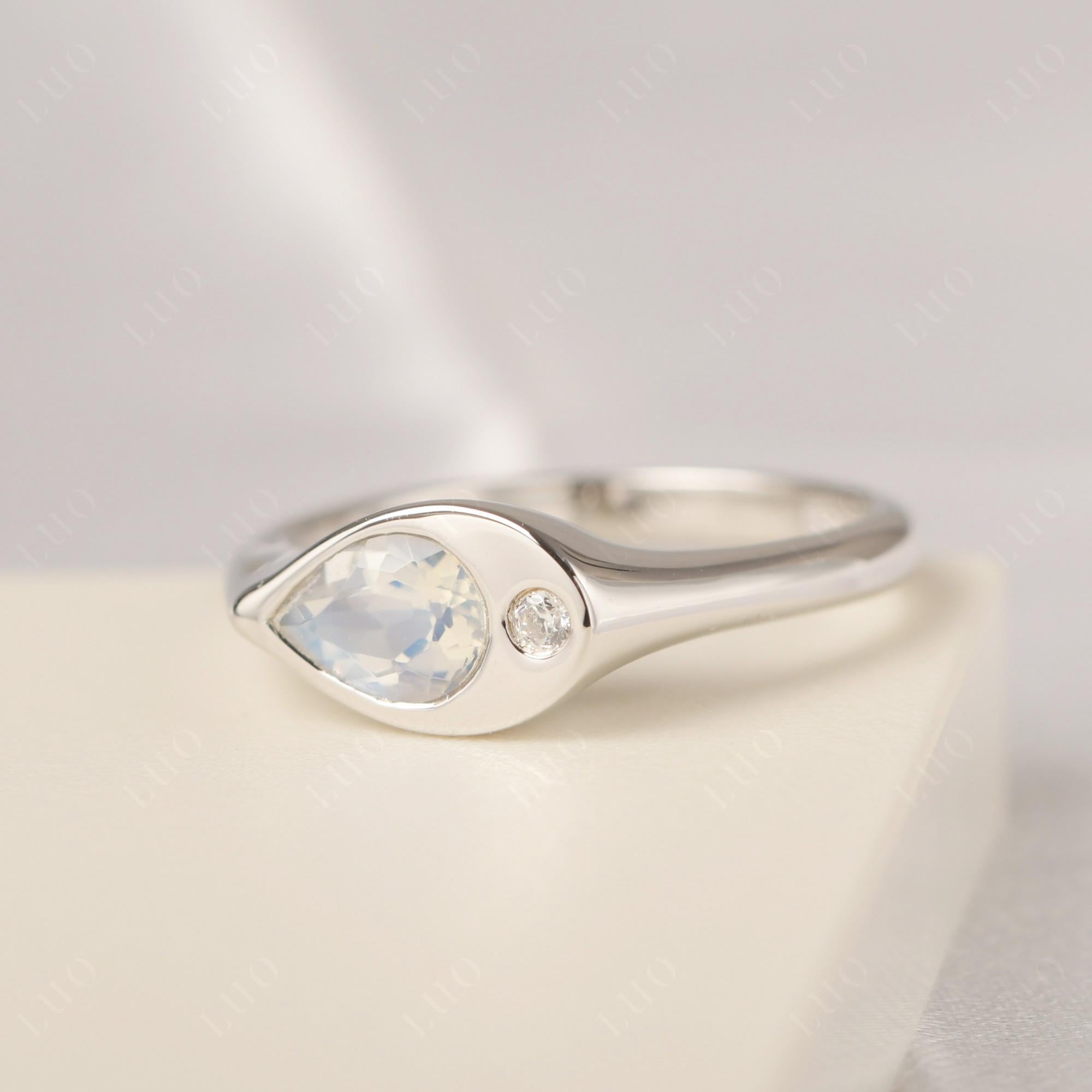 Moonstone East West Pear Engagement Ring - LUO Jewelry