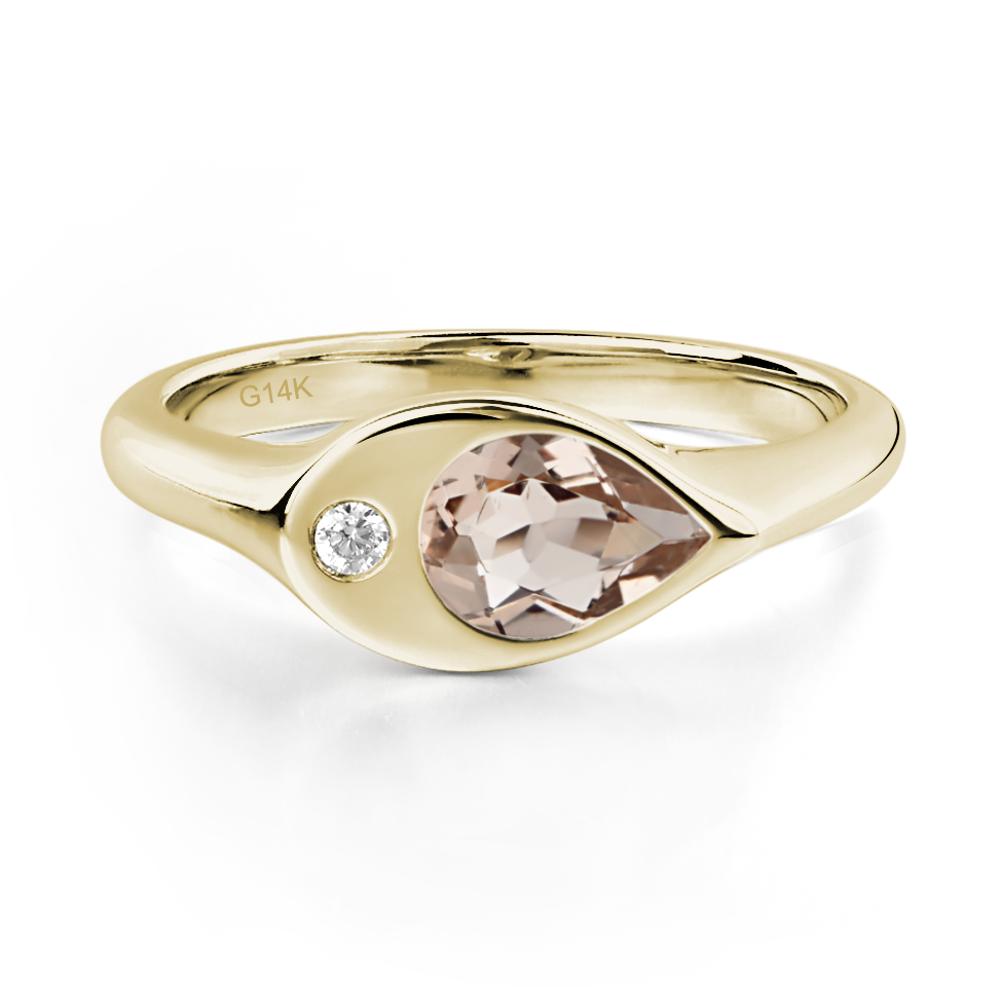 Morganite East West Pear Engagement Ring - LUO Jewelry #metal_14k yellow gold