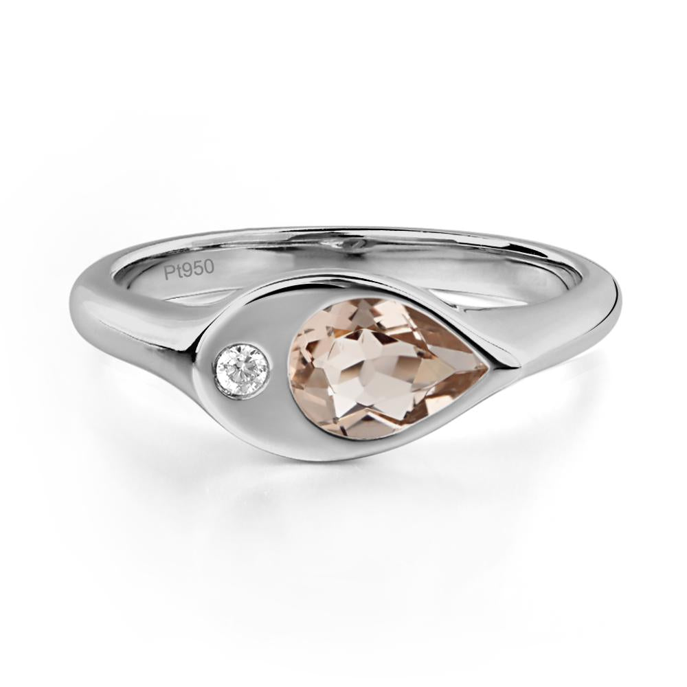 Morganite East West Pear Engagement Ring - LUO Jewelry #metal_platinum