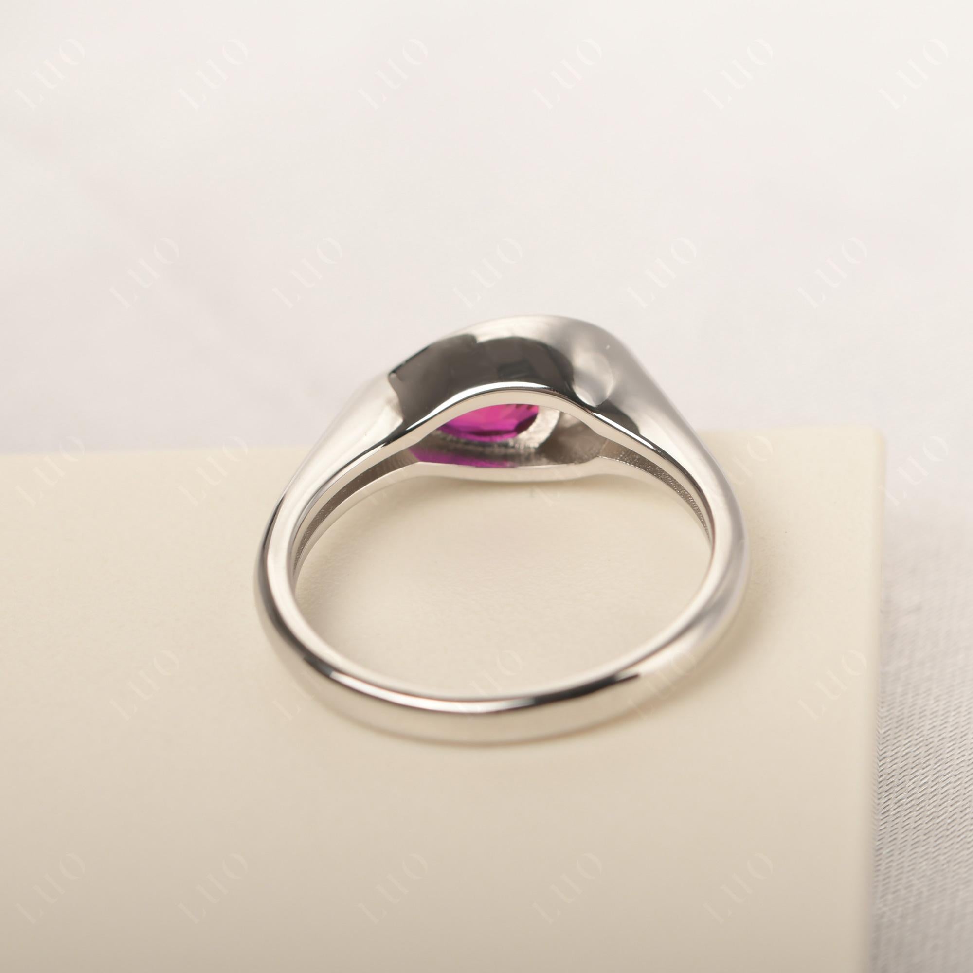 Lab Ruby East West Pear Engagement Ring - LUO Jewelry