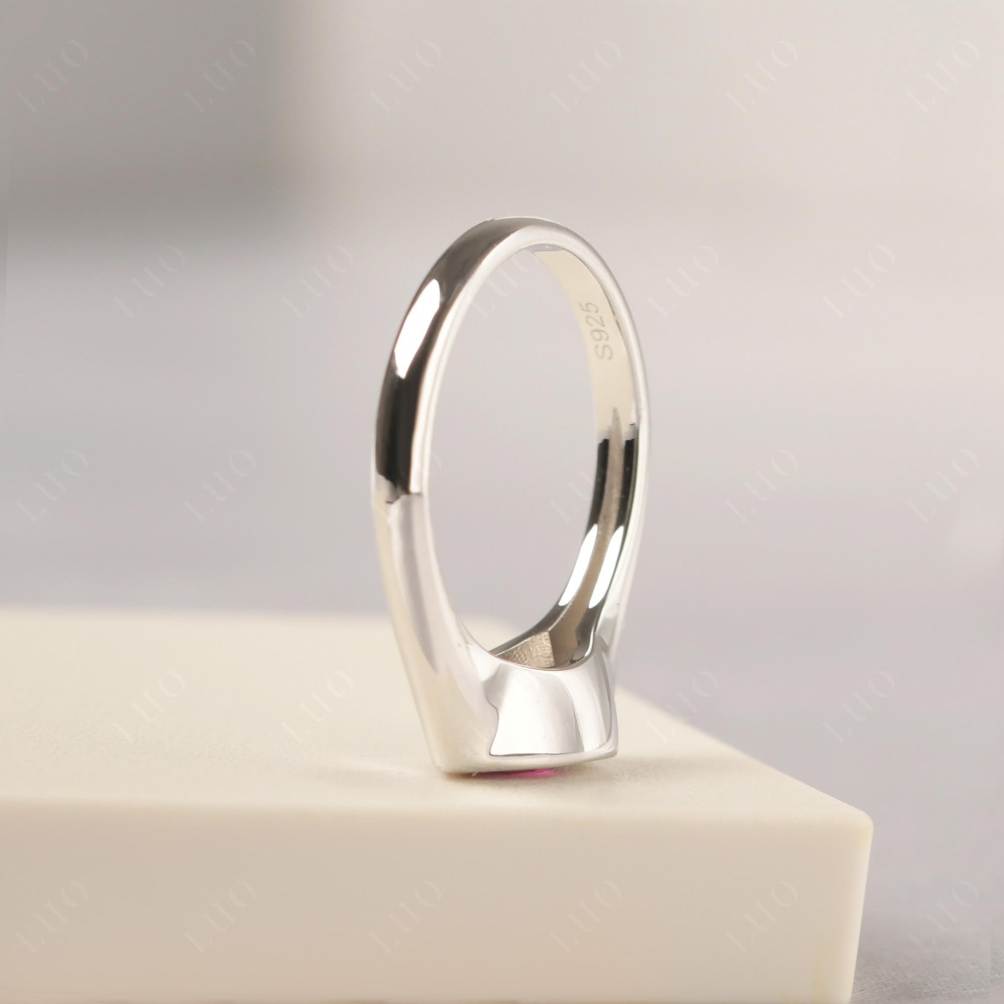 Lab Ruby East West Pear Engagement Ring - LUO Jewelry