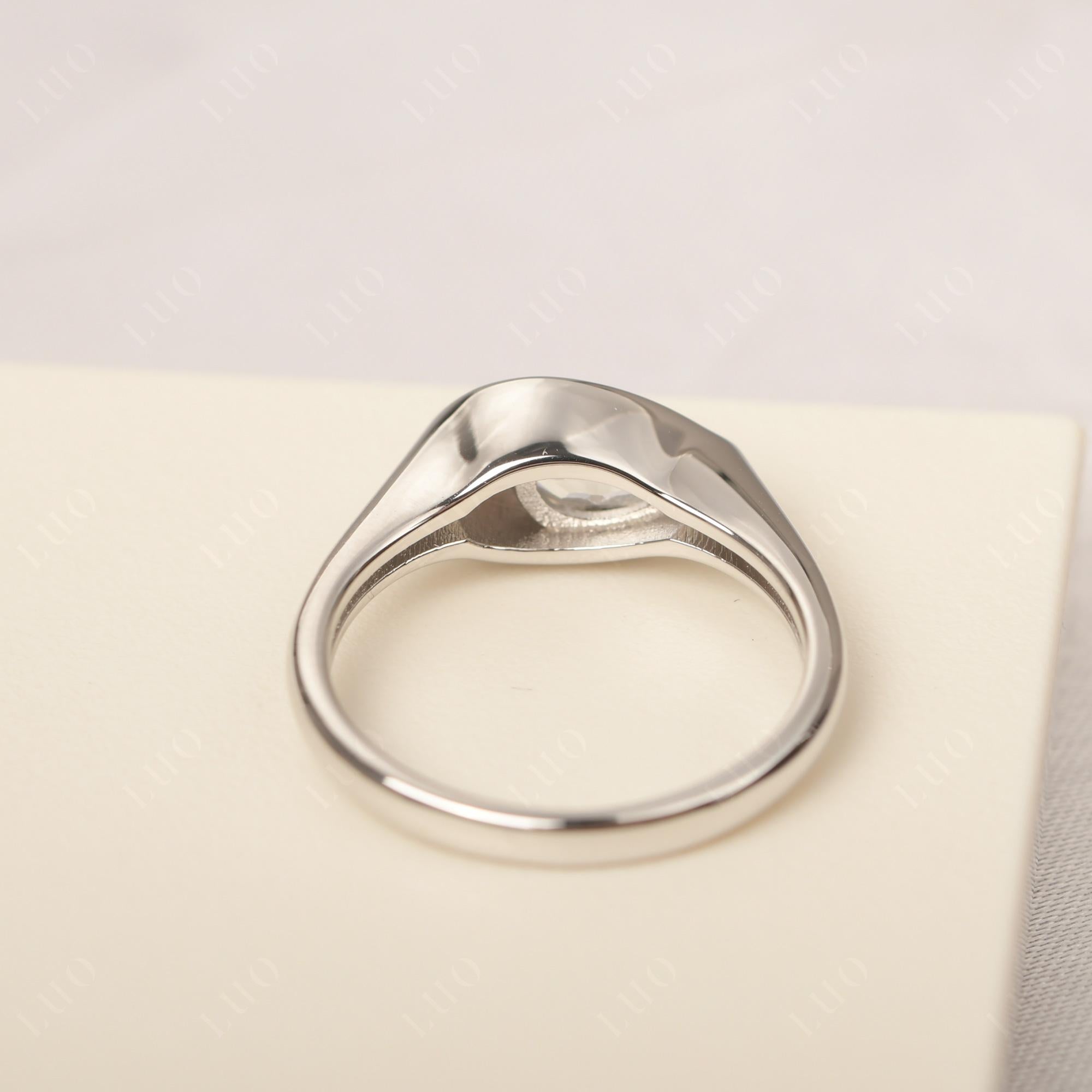 White Topaz East West Pear Engagement Ring - LUO Jewelry