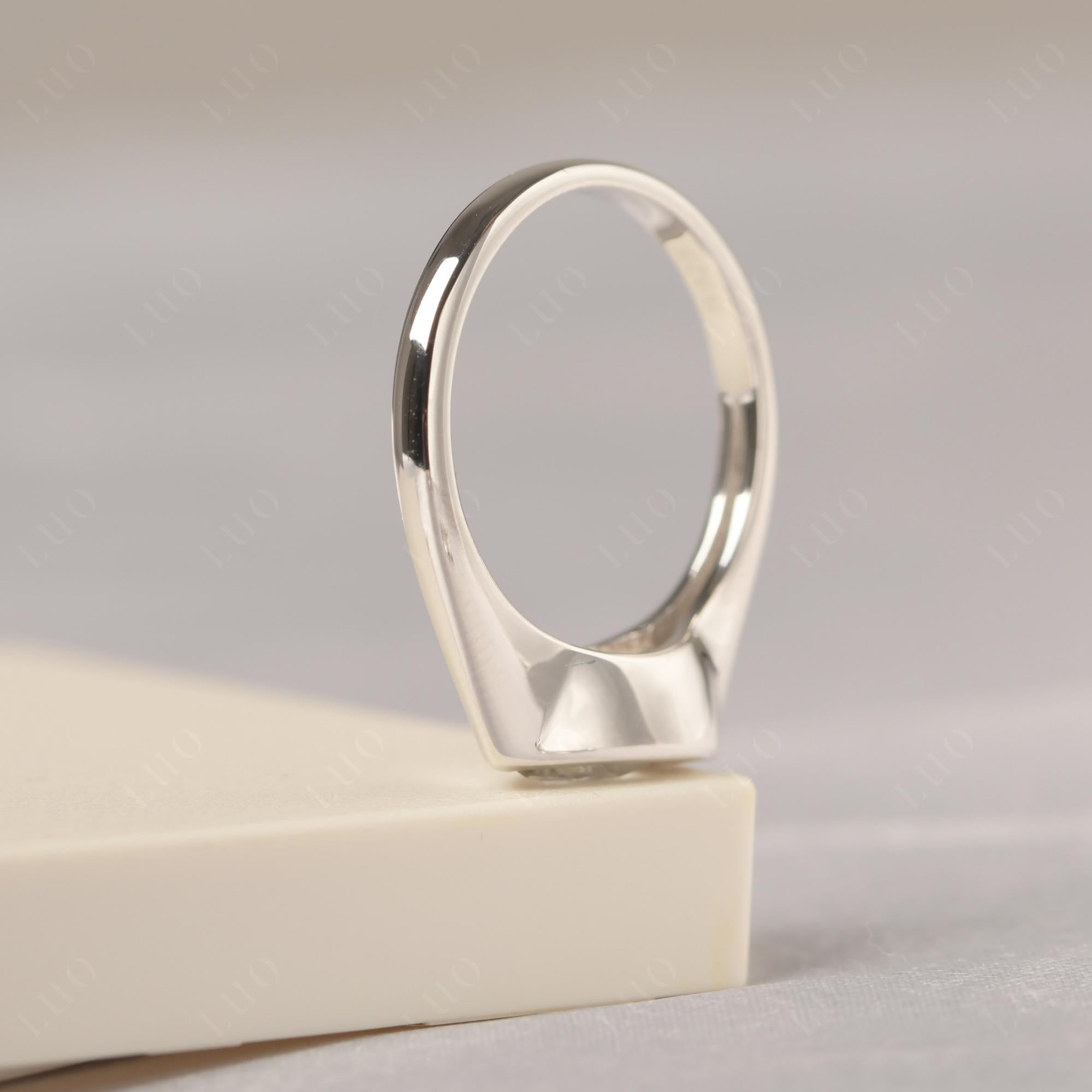 White Topaz East West Pear Engagement Ring - LUO Jewelry