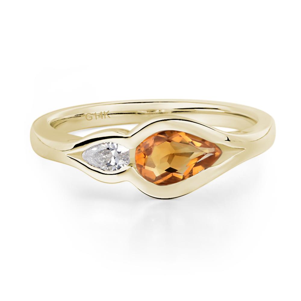 Vintage Citrine Bezel Pear Engagement Ring - LUO Jewelry #metal_14k yellow gold