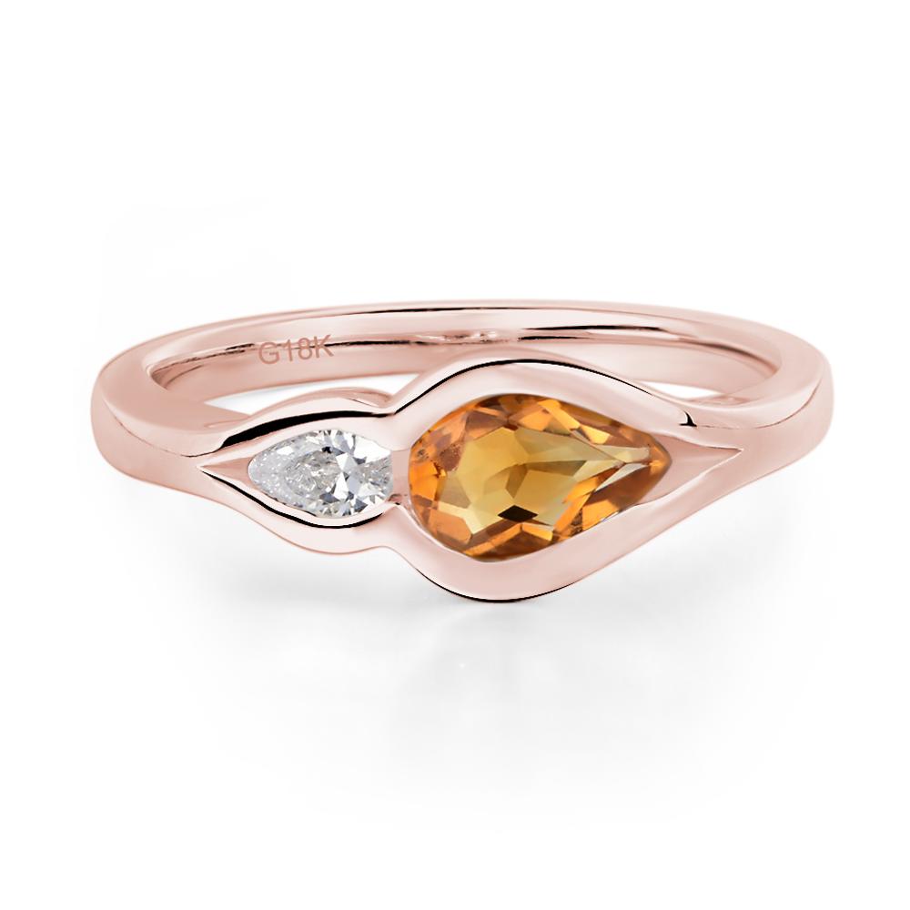 Vintage Citrine Bezel Pear Engagement Ring - LUO Jewelry #metal_18k rose gold
