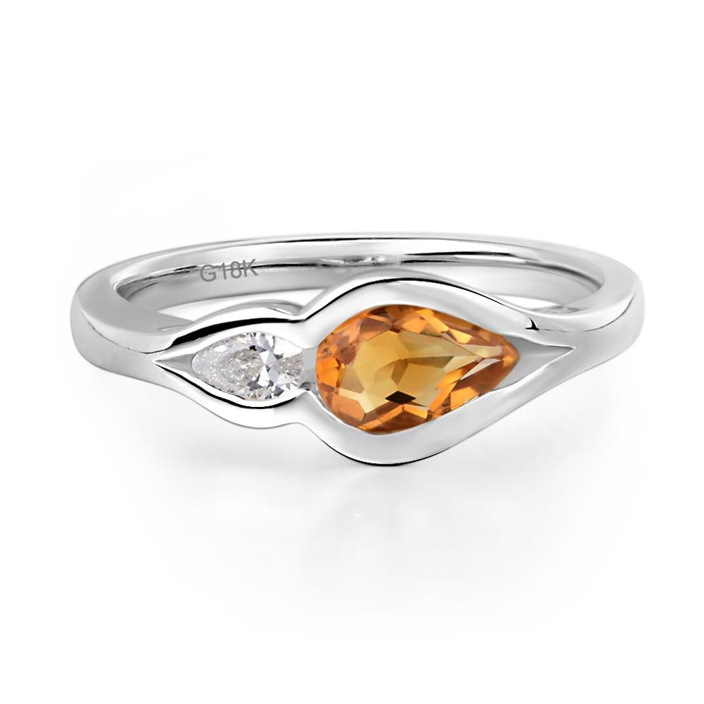 Vintage Citrine Bezel Pear Engagement Ring - LUO Jewelry #metal_18k white gold