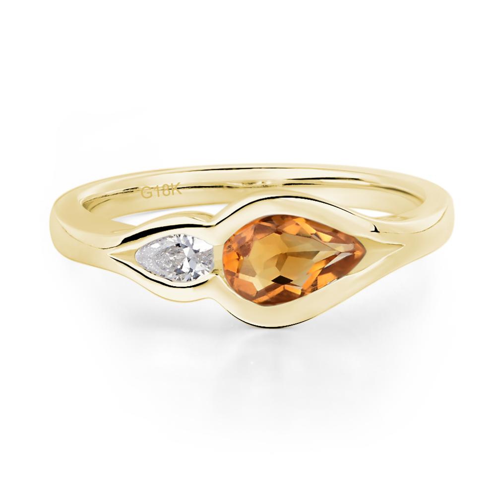 Vintage Citrine Bezel Pear Engagement Ring - LUO Jewelry #metal_18k yellow gold