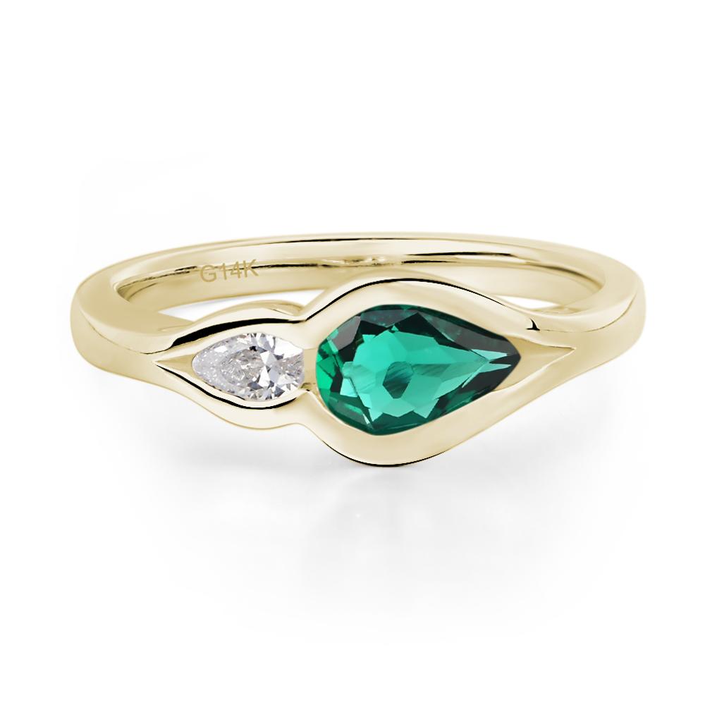 Vintage Emerald Bezel Pear Engagement Ring - LUO Jewelry #metal_14k yellow gold