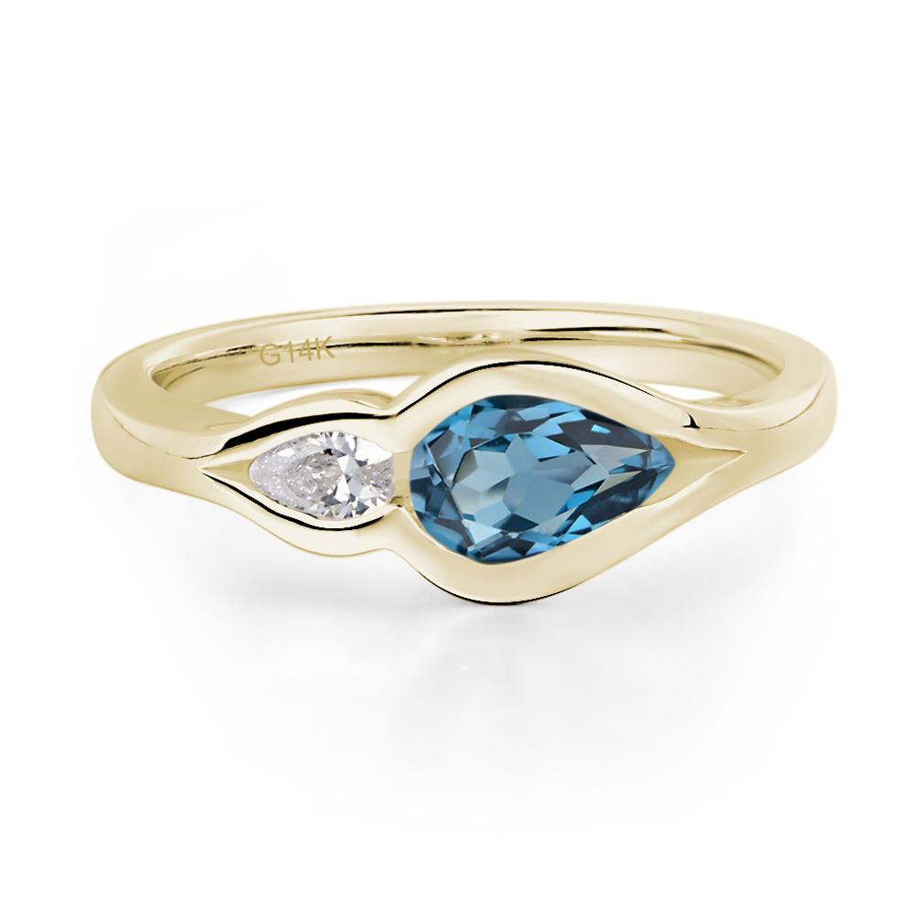 Vintage London Blue Topaz Bezel Pear Engagement Ring - LUO Jewelry #metal_14k yellow gold