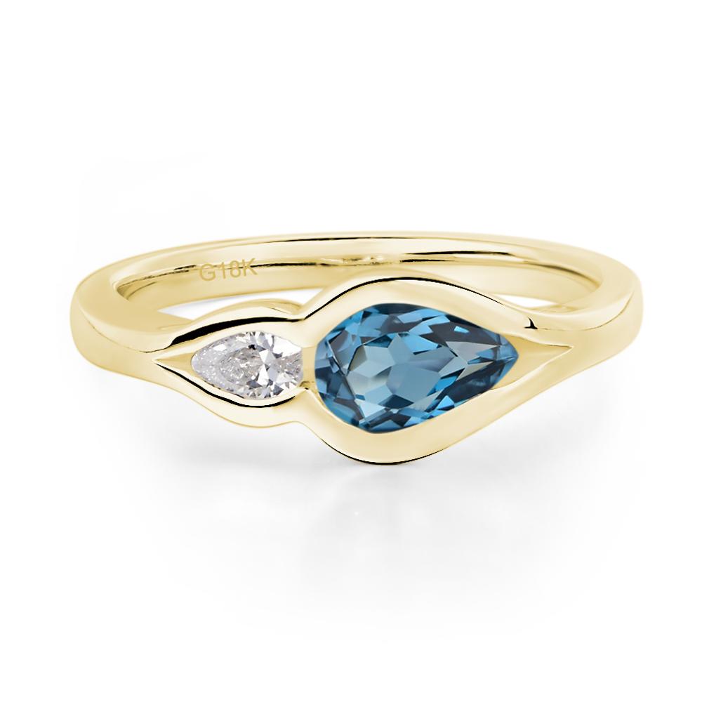 Vintage London Blue Topaz Bezel Pear Engagement Ring - LUO Jewelry #metal_18k yellow gold