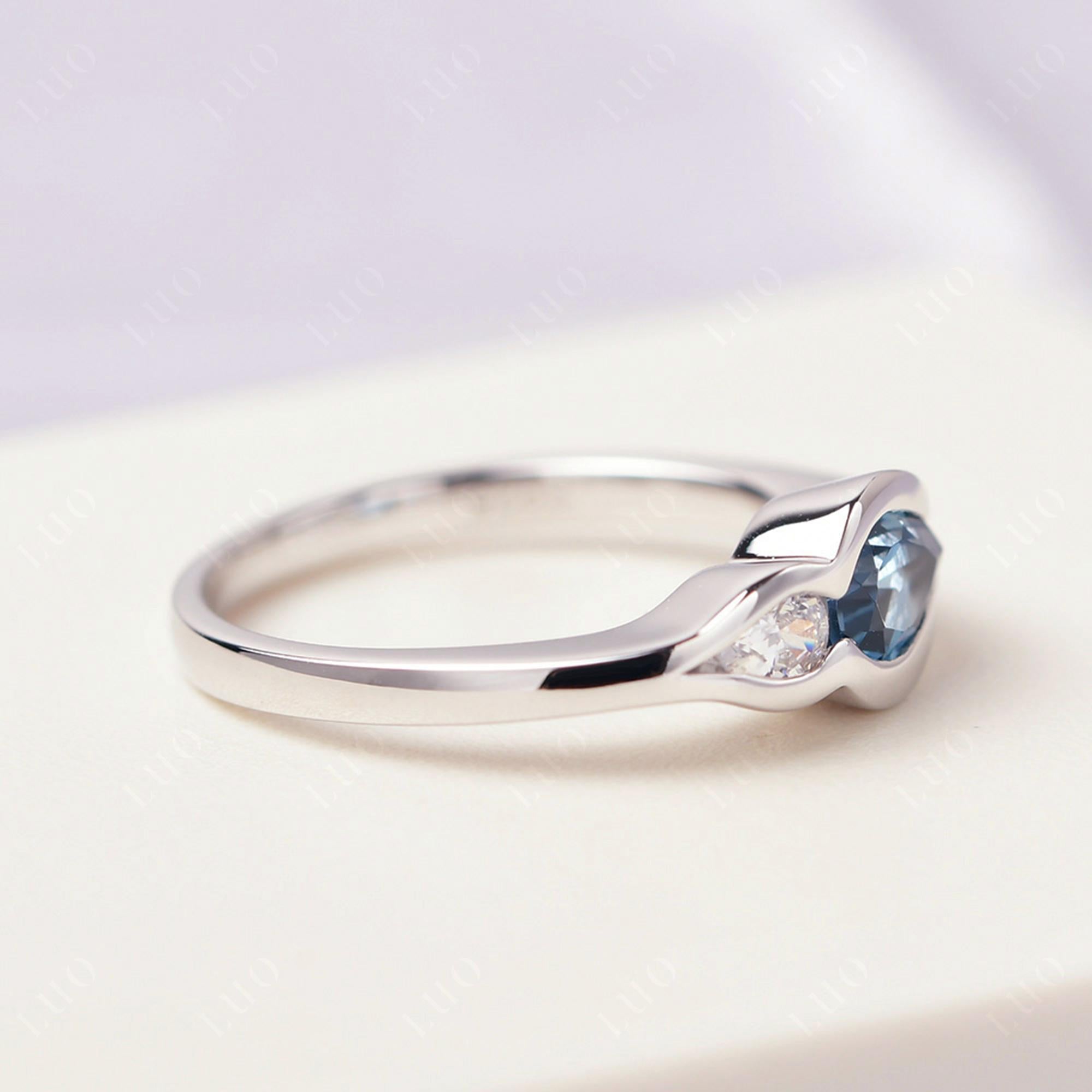 Vintage London Blue Topaz Bezel Pear Engagement Ring - LUO Jewelry