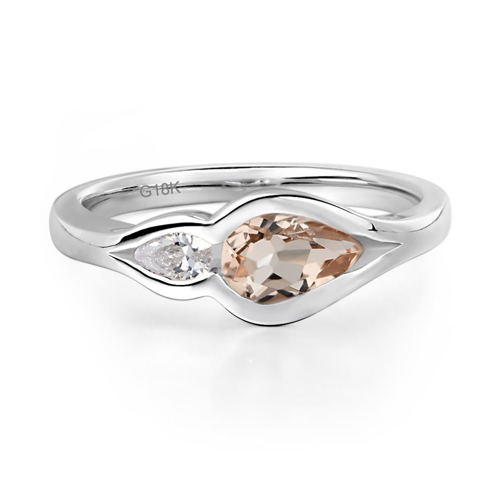 Vintage Morganite Bezel Pear Engagement Ring - LUO Jewelry #metal_18k white gold