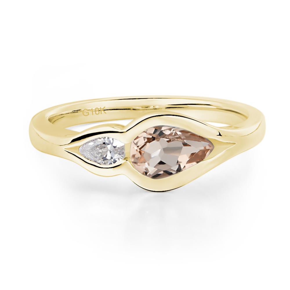 Vintage Morganite Bezel Pear Engagement Ring - LUO Jewelry #metal_18k yellow gold