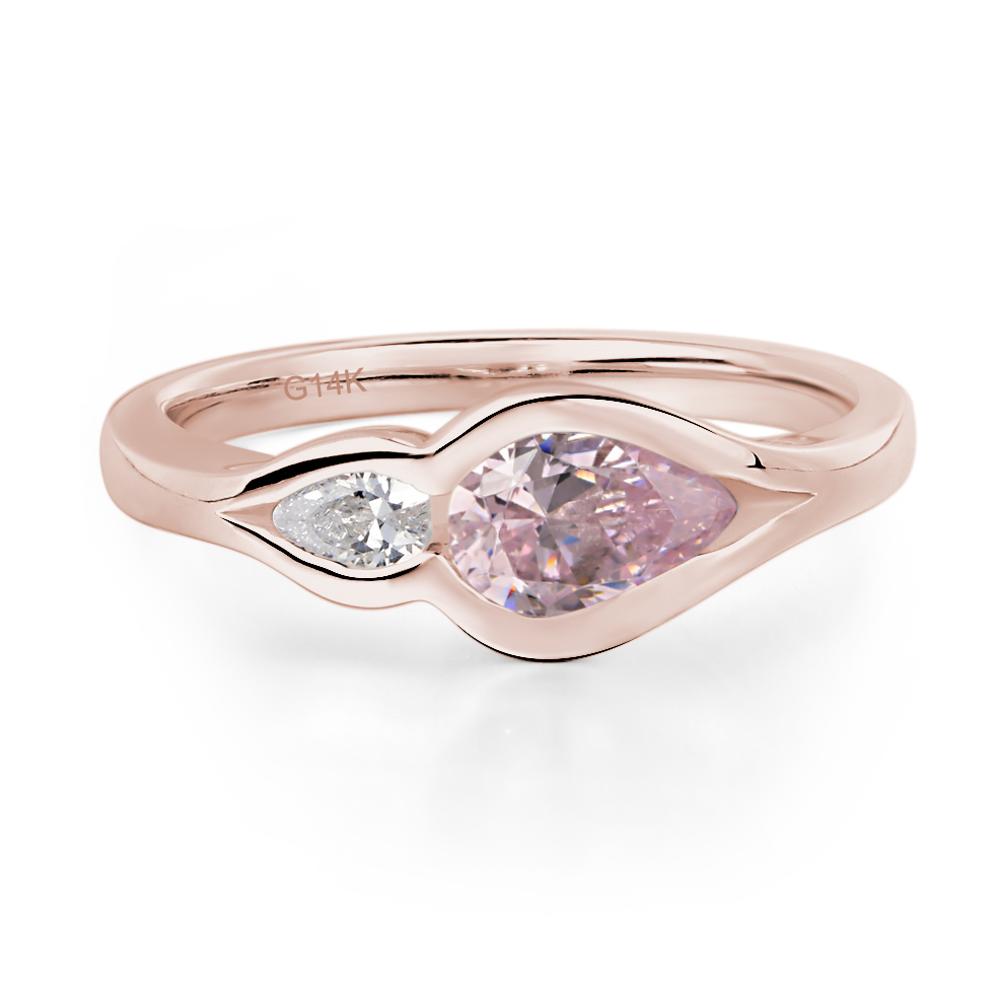 Vintage Pink Cubic Zirconia Bezel Pear Engagement Ring - LUO Jewelry #metal_14k rose gold