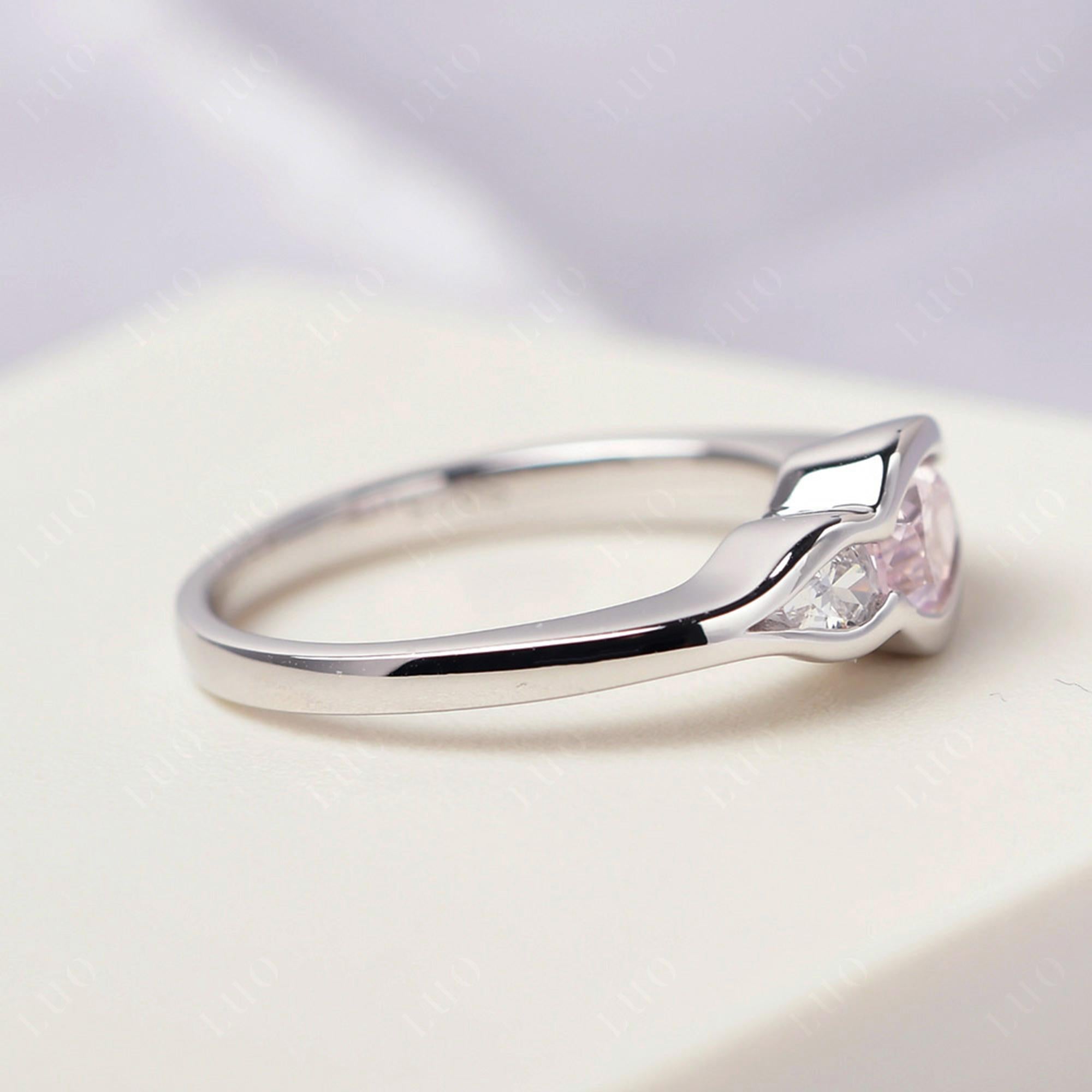 Vintage Pink Cubic Zirconia Bezel Pear Engagement Ring - LUO Jewelry