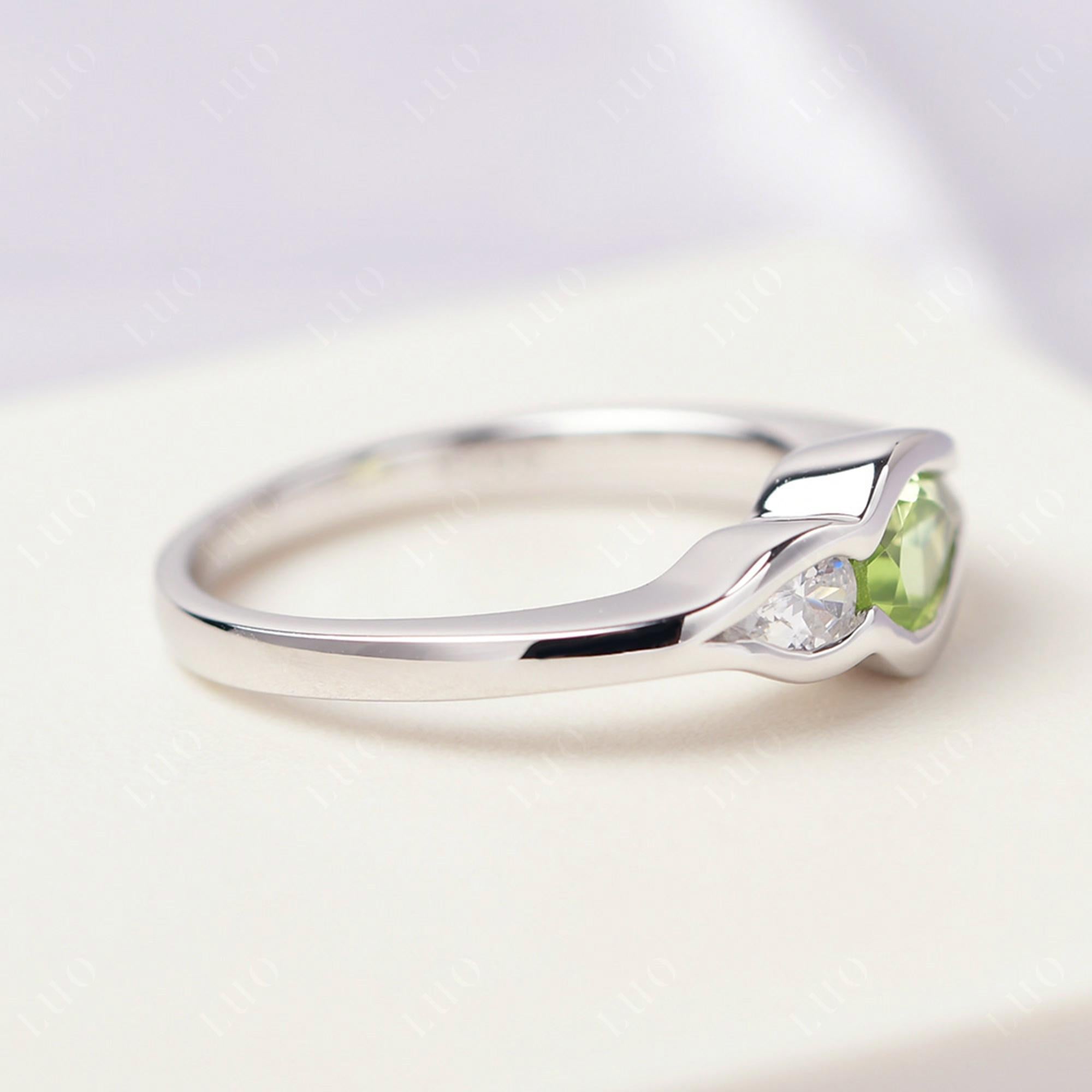 Vintage Peridot Bezel Pear Engagement Ring - LUO Jewelry