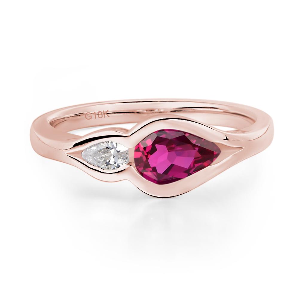 Vintage Ruby Bezel Pear Engagement Ring - LUO Jewelry #metal_18k rose gold