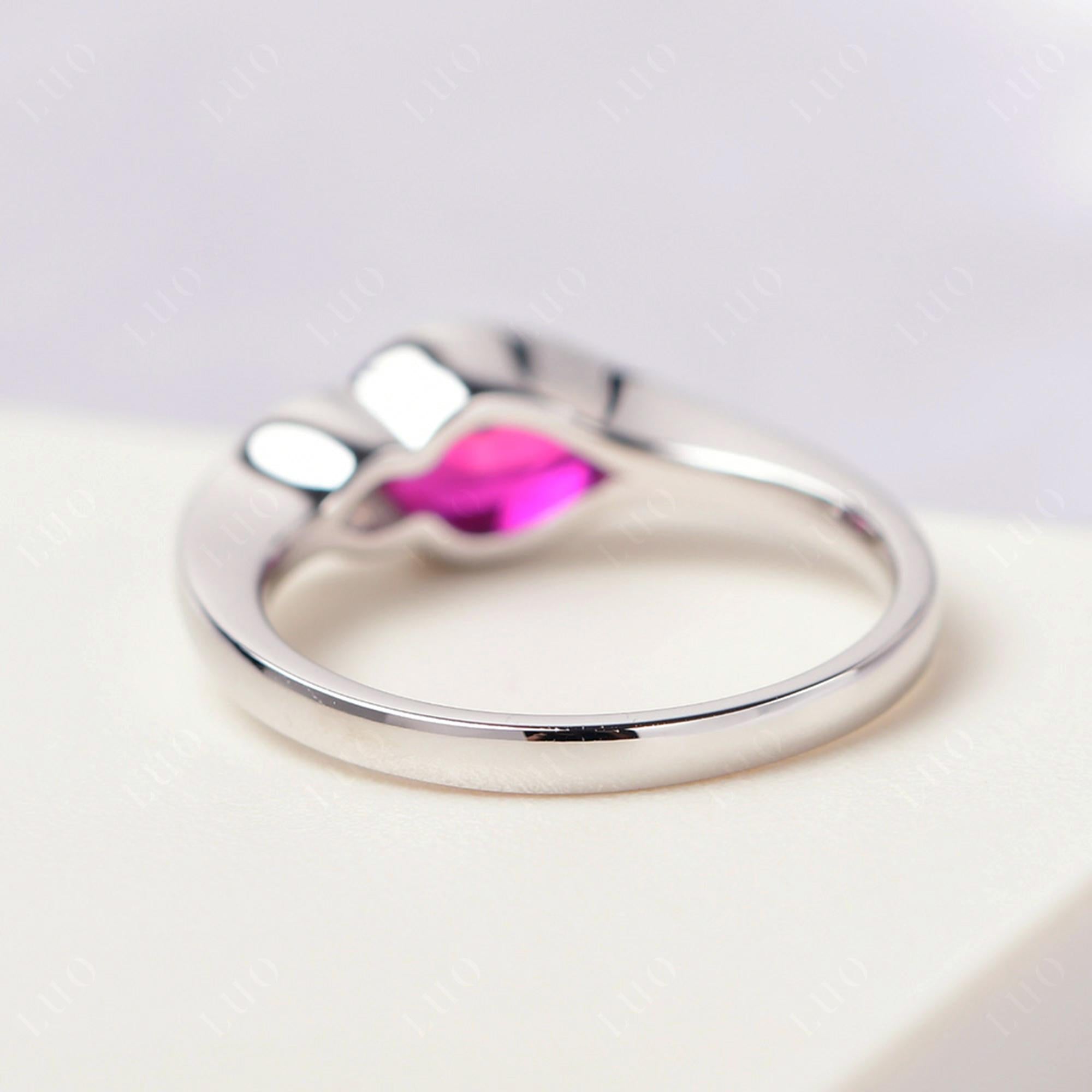 Vintage Ruby Bezel Pear Engagement Ring - LUO Jewelry