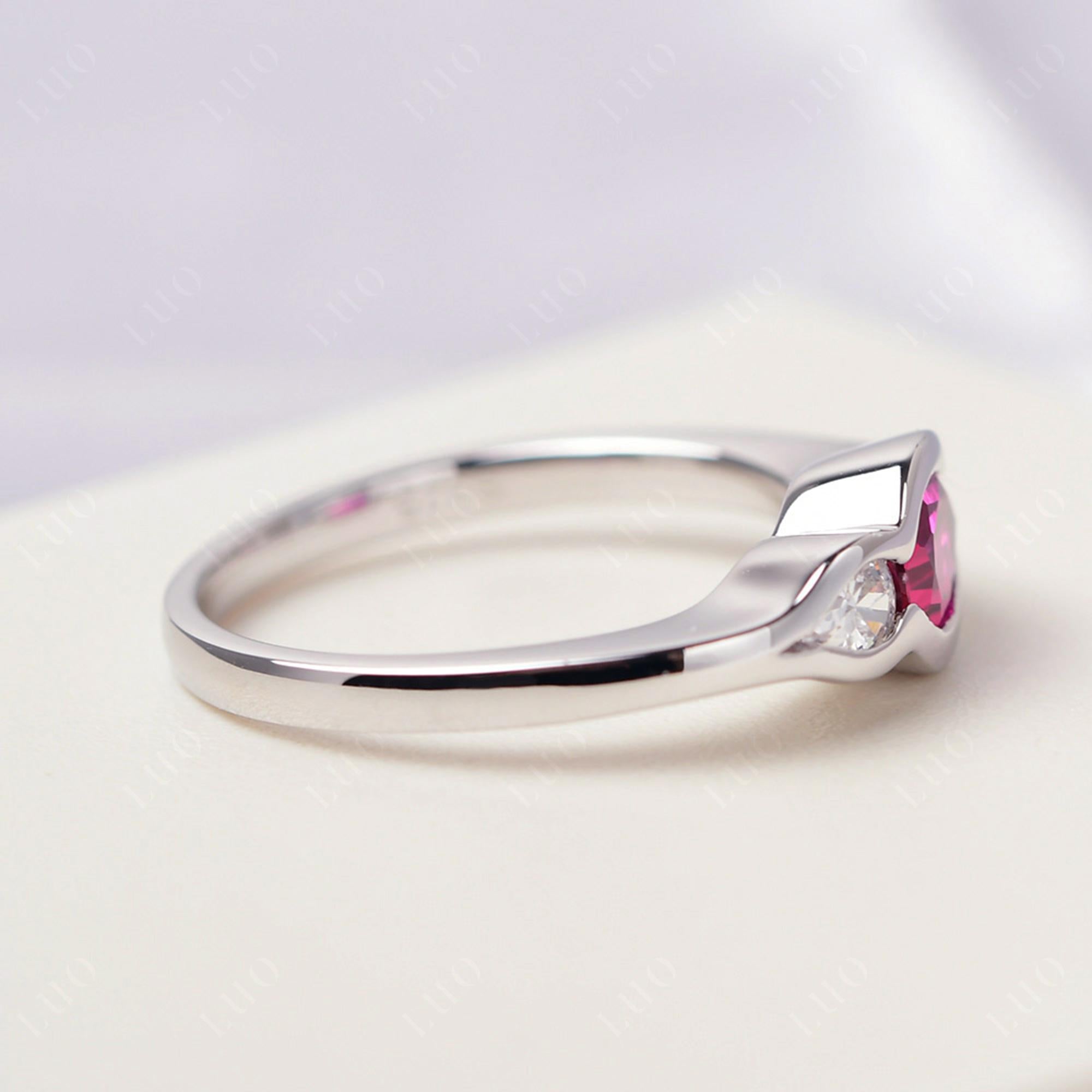 Vintage Ruby Bezel Pear Engagement Ring - LUO Jewelry