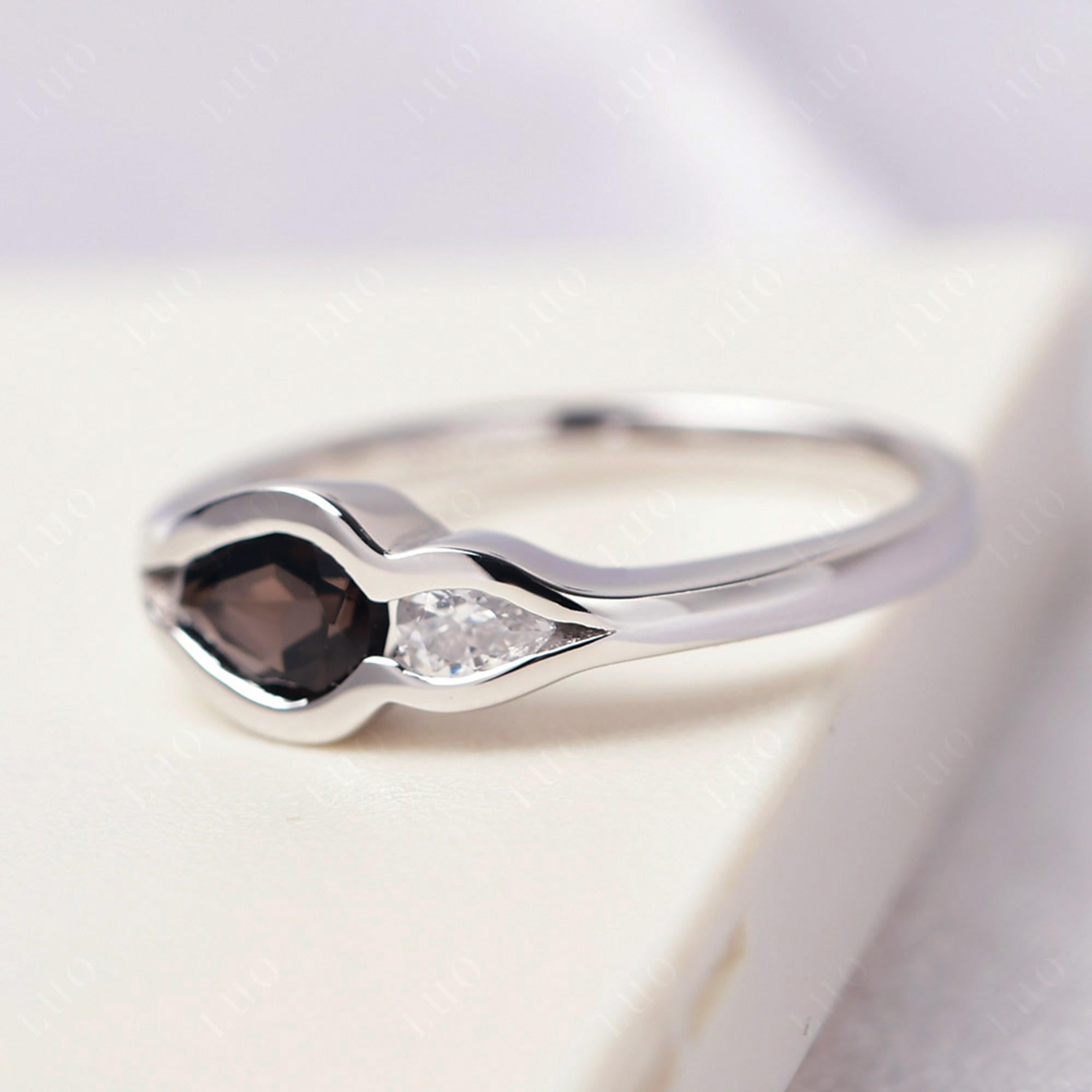 Vintage Smoky Quartz Bezel Pear Engagement Ring - LUO Jewelry