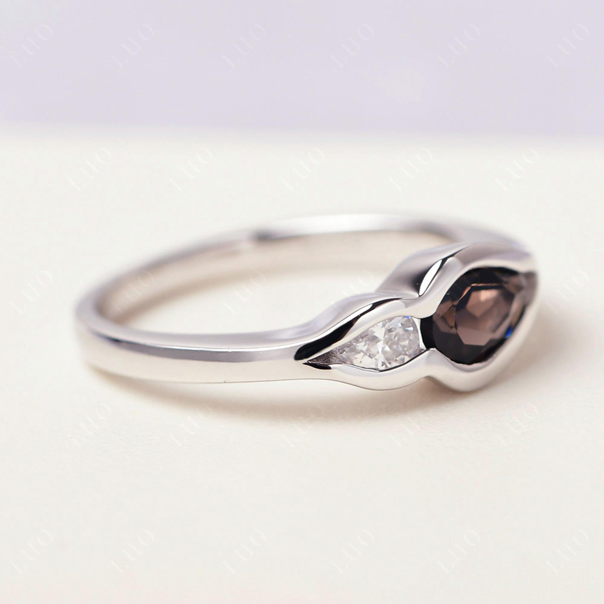 Vintage Smoky Quartz Bezel Pear Engagement Ring - LUO Jewelry