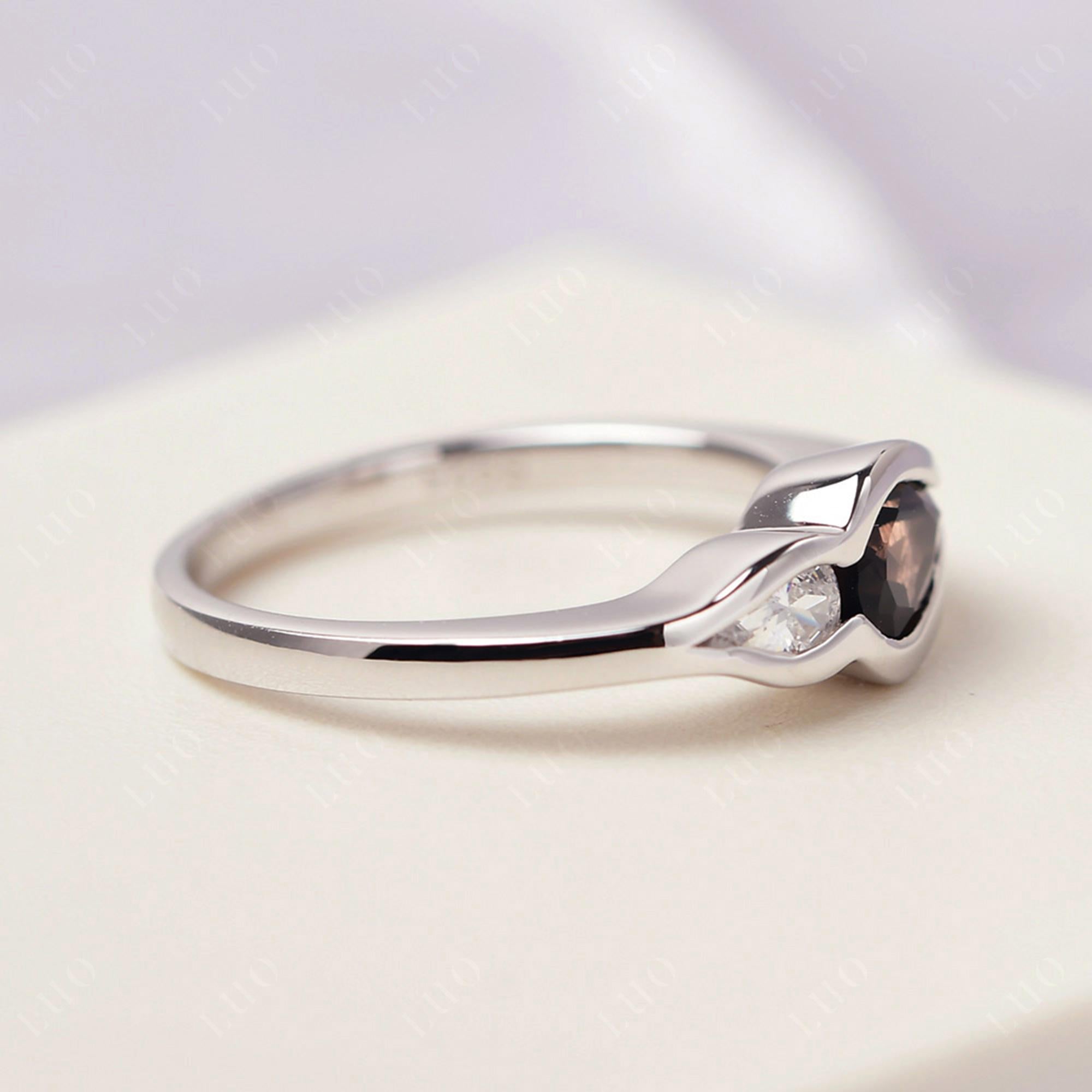 Vintage Smoky Quartz Bezel Pear Engagement Ring - LUO Jewelry