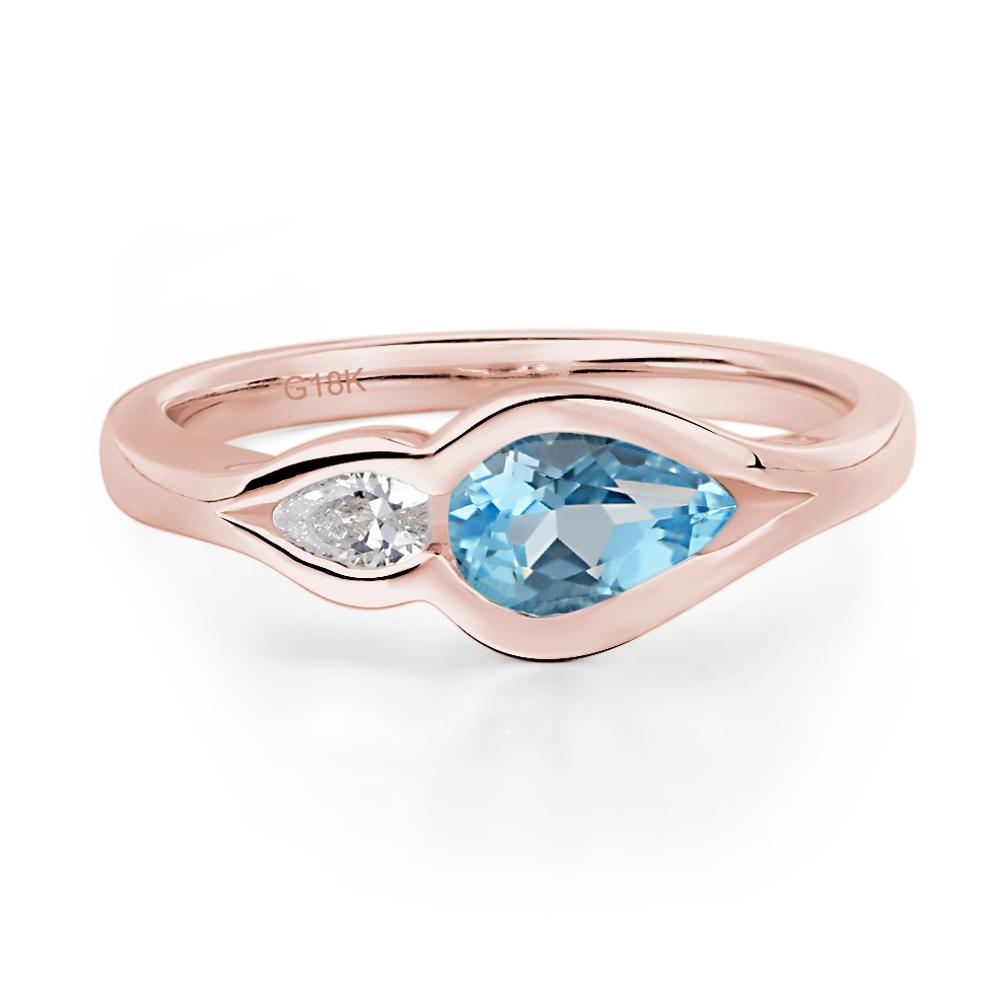 Vintage Swiss Blue Topaz Bezel Pear Engagement Ring - LUO Jewelry #metal_18k rose gold
