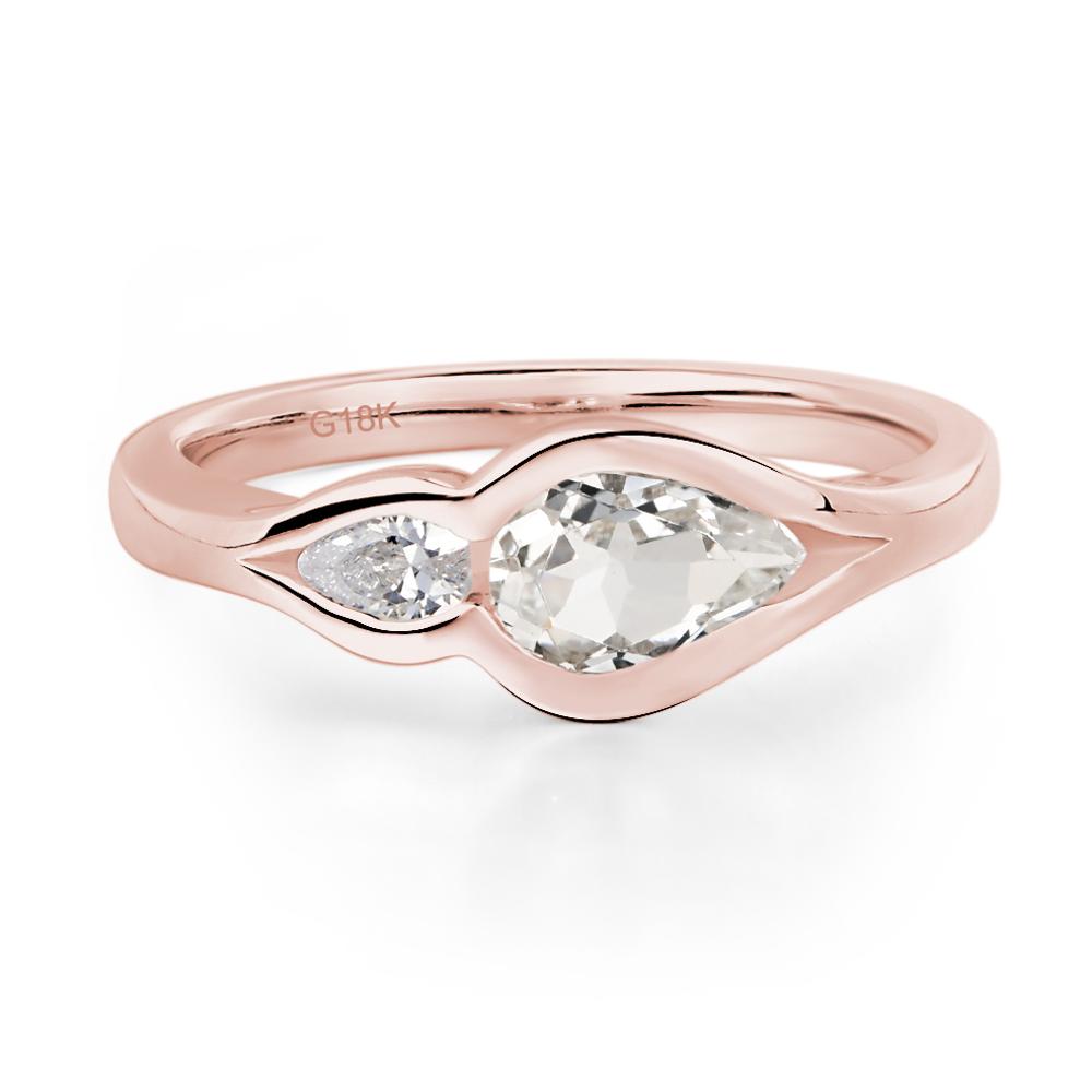 Vintage White Topaz Bezel Pear Engagement Ring - LUO Jewelry #metal_18k rose gold