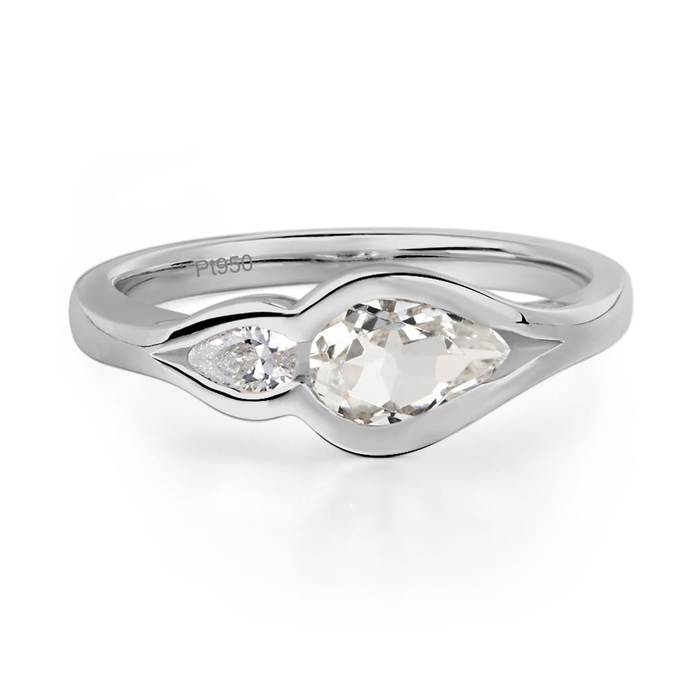 Vintage White Topaz Bezel Pear Engagement Ring - LUO Jewelry #metal_platinum