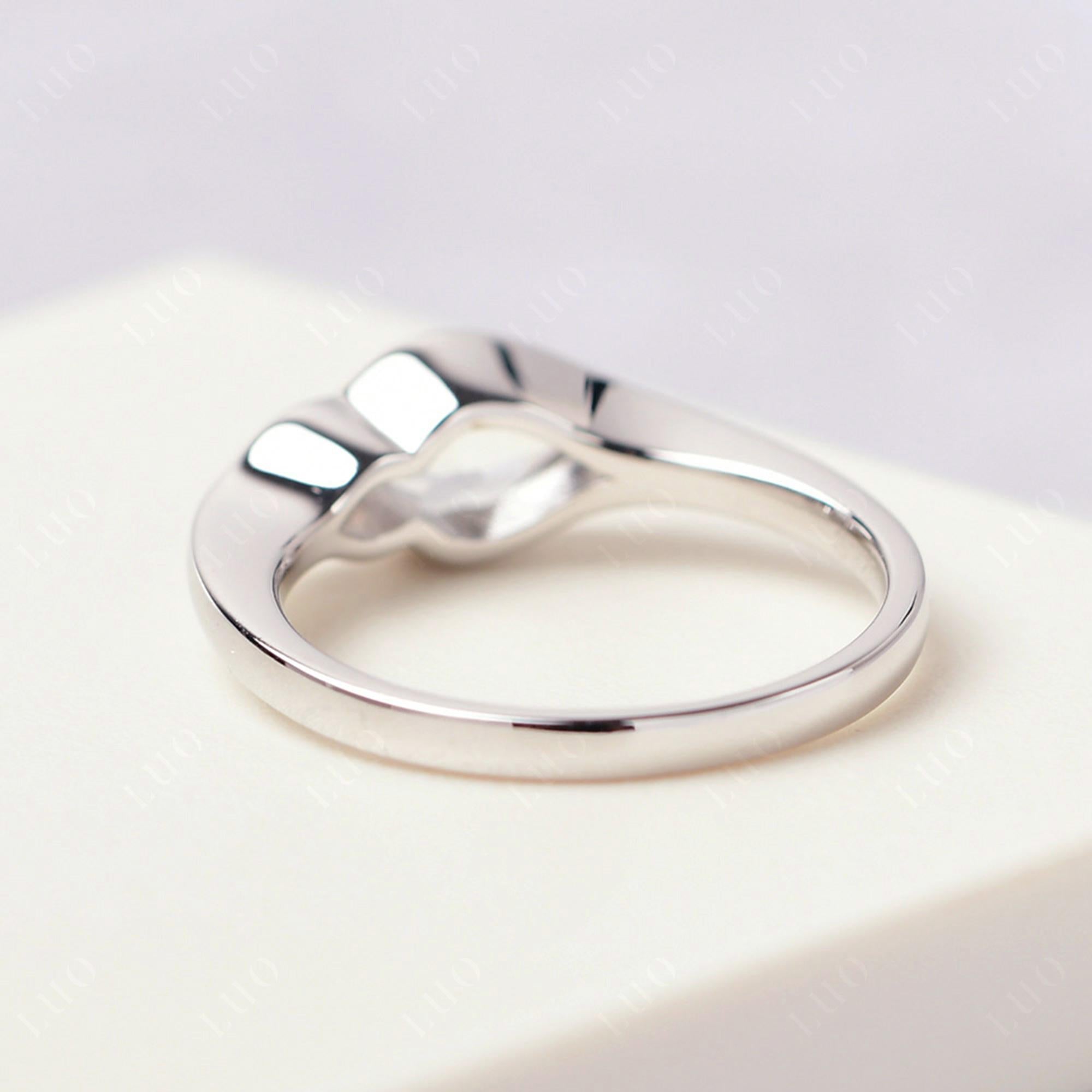 Vintage White Topaz Bezel Pear Engagement Ring - LUO Jewelry