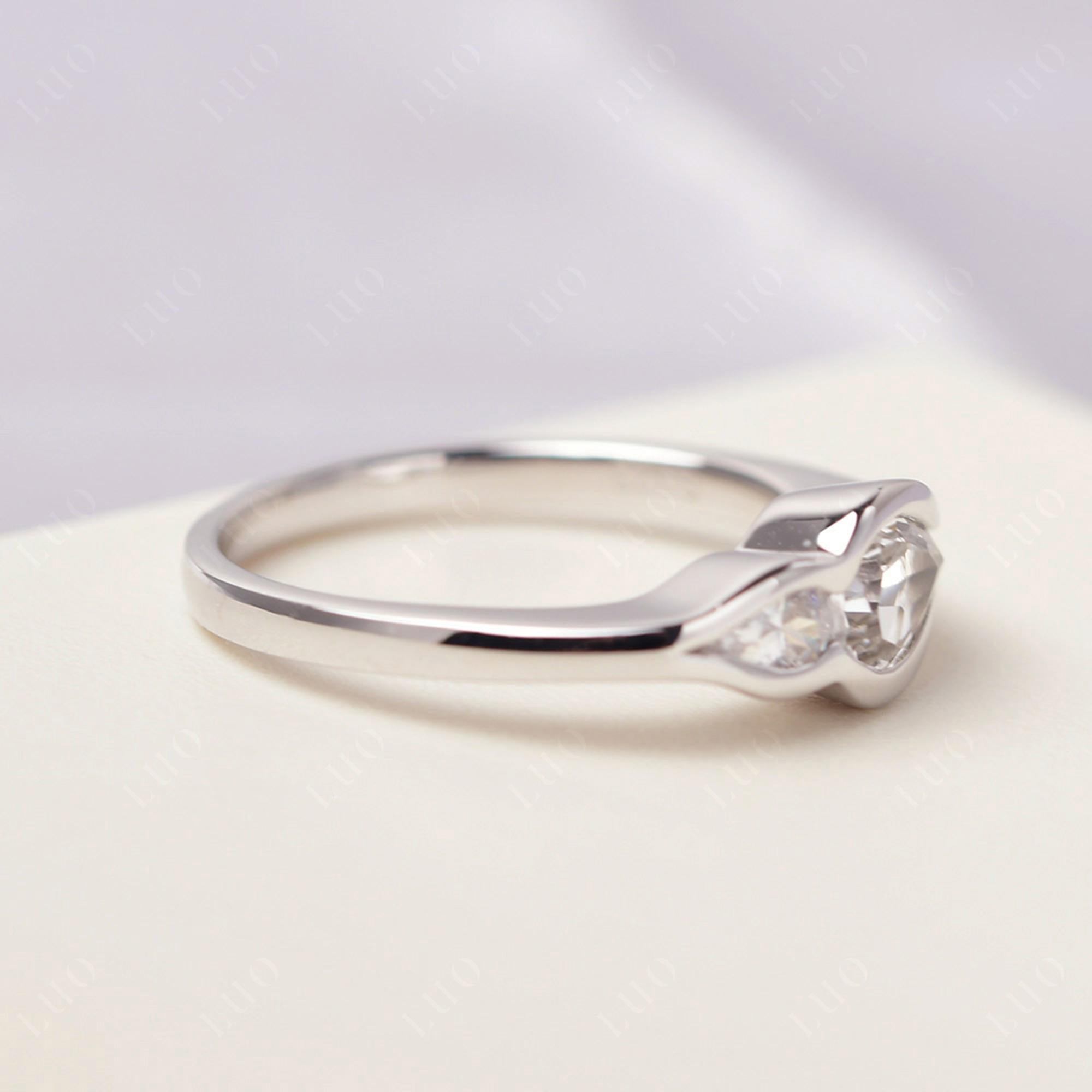 Vintage White Topaz Bezel Pear Engagement Ring - LUO Jewelry