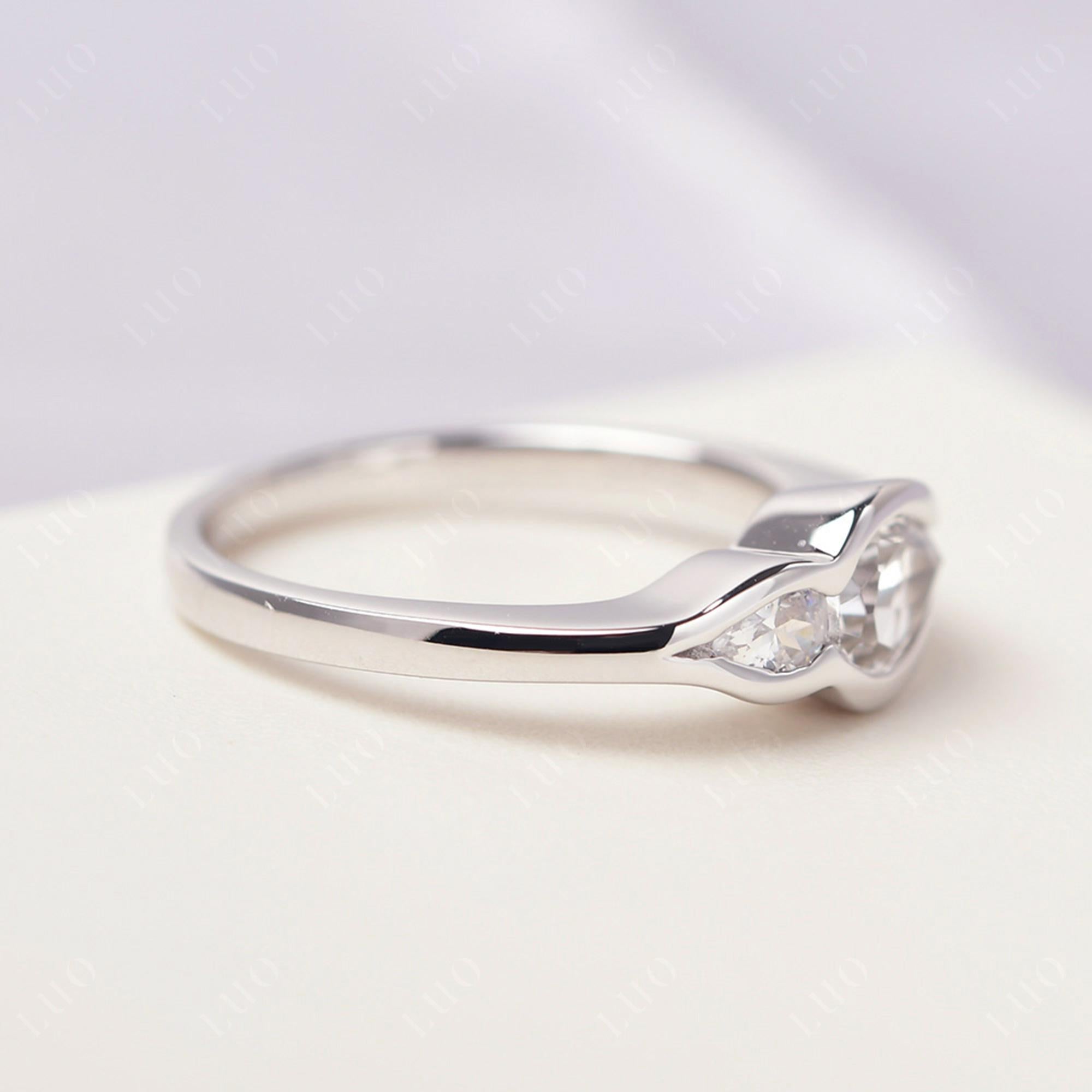 Vintage White Topaz Bezel Pear Engagement Ring - LUO Jewelry