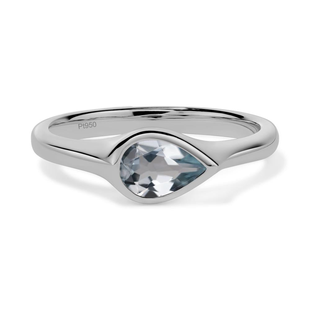 Horizontal Pear Aquamarine Engagement Ring - LUO Jewelry #metal_platinum