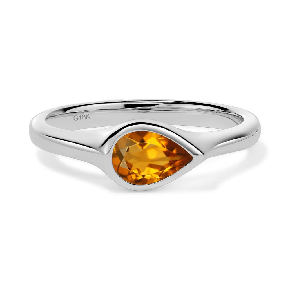 Horizontal Pear Citrine Engagement Ring - LUO Jewelry #metal_18k white gold