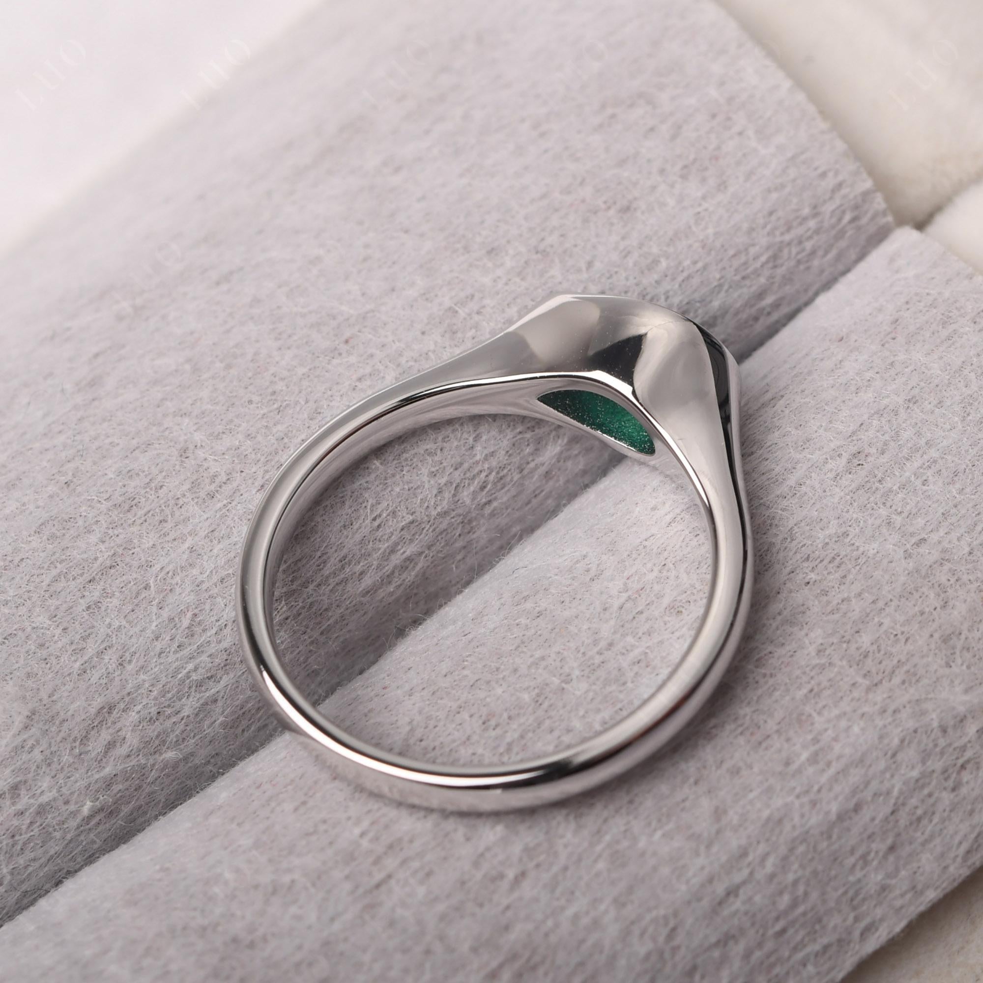 Horizontal Pear Lab Created Emerald Engagement Ring - LUO Jewelry