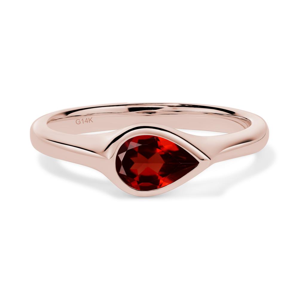 Horizontal Pear Garnet Engagement Ring - LUO Jewelry #metal_14k rose gold