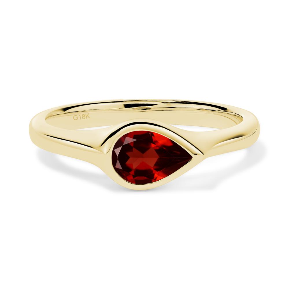 Horizontal Pear Garnet Engagement Ring - LUO Jewelry #metal_18k yellow gold