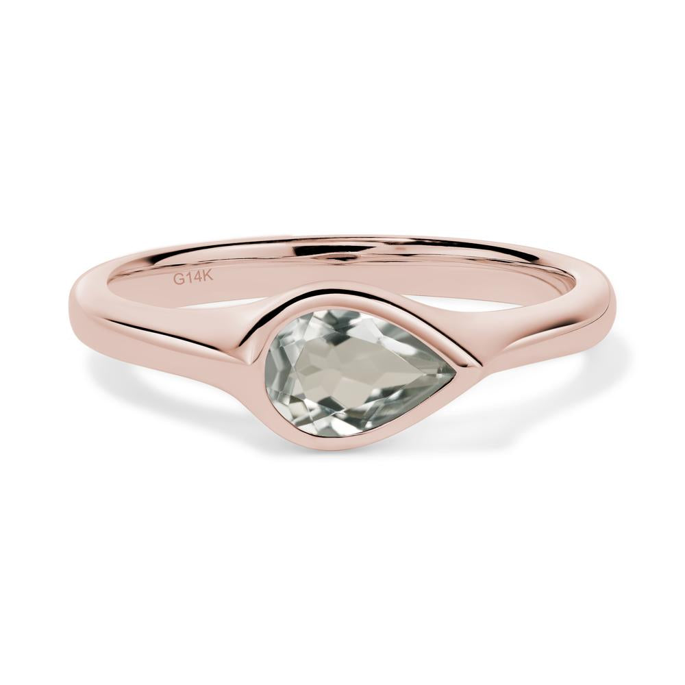 Horizontal Pear Green Amethyst Engagement Ring - LUO Jewelry #metal_14k rose gold
