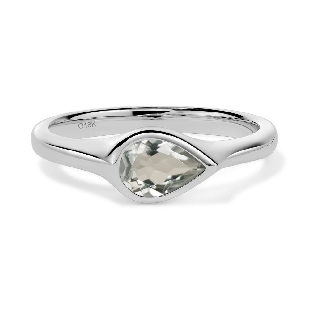 Horizontal Pear Green Amethyst Engagement Ring - LUO Jewelry #metal_18k white gold