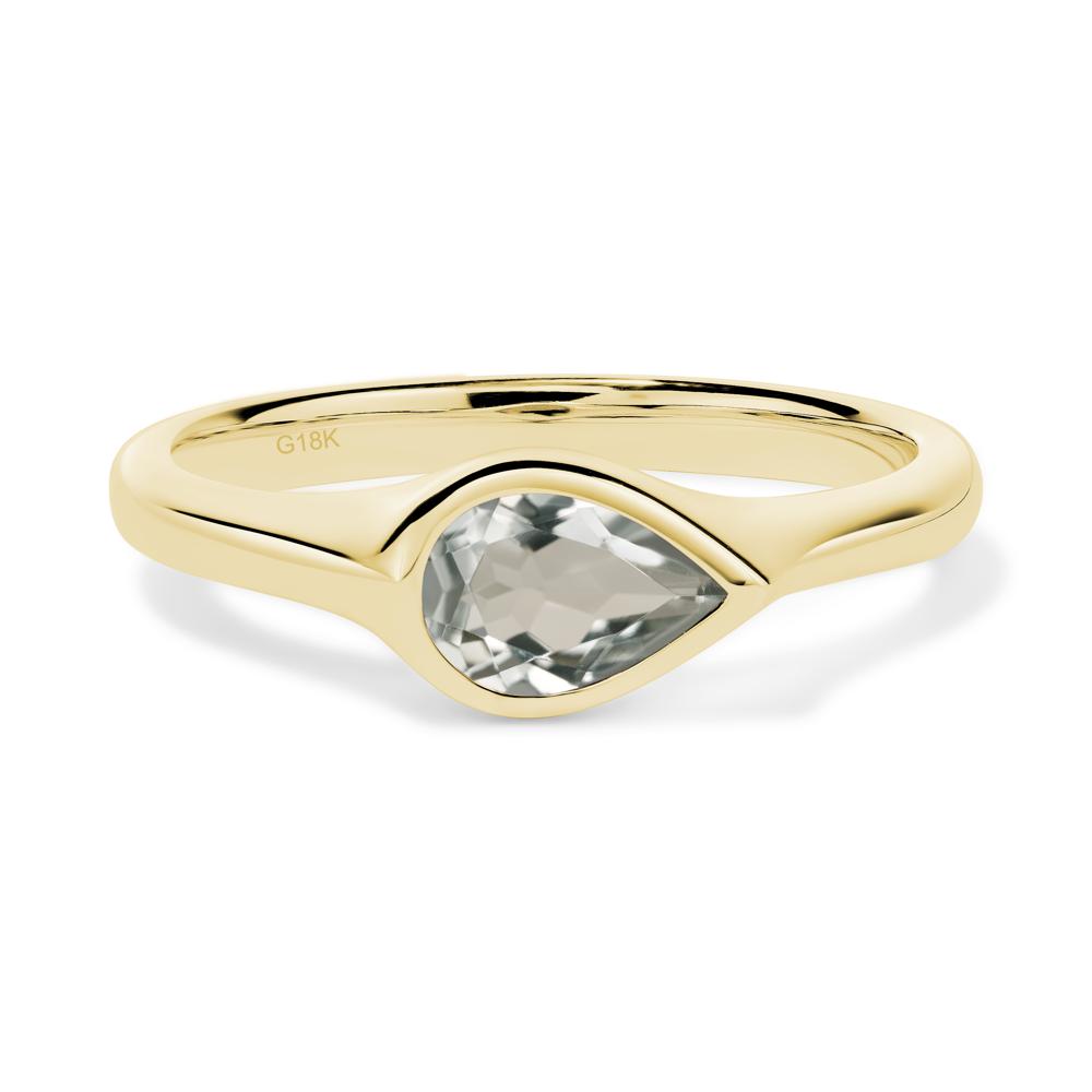 Horizontal Pear Green Amethyst Engagement Ring - LUO Jewelry #metal_18k yellow gold