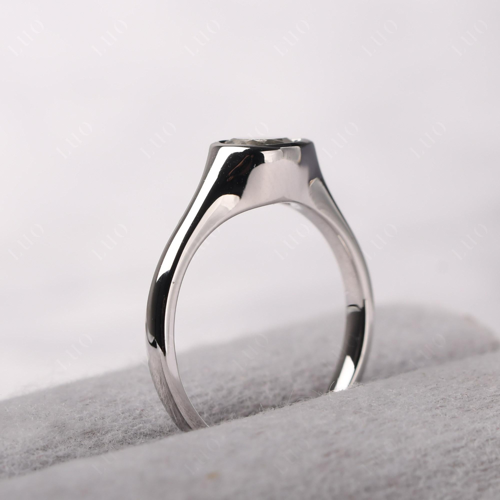 Horizontal Pear Green Amethyst Engagement Ring - LUO Jewelry