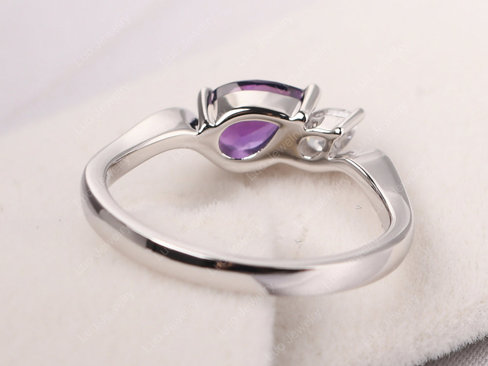 Unique Mothers Rings 2 Stones Amethyst Ring - LUO Jewelry