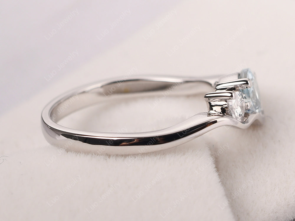 Unique Mothers Rings 2 Stones Aquamarine Ring - LUO Jewelry