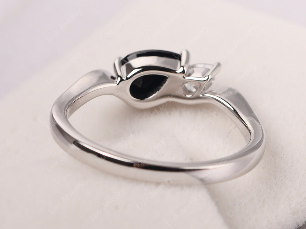 Unique Mothers Rings 2 Stones Black Spinel Ring - LUO Jewelry